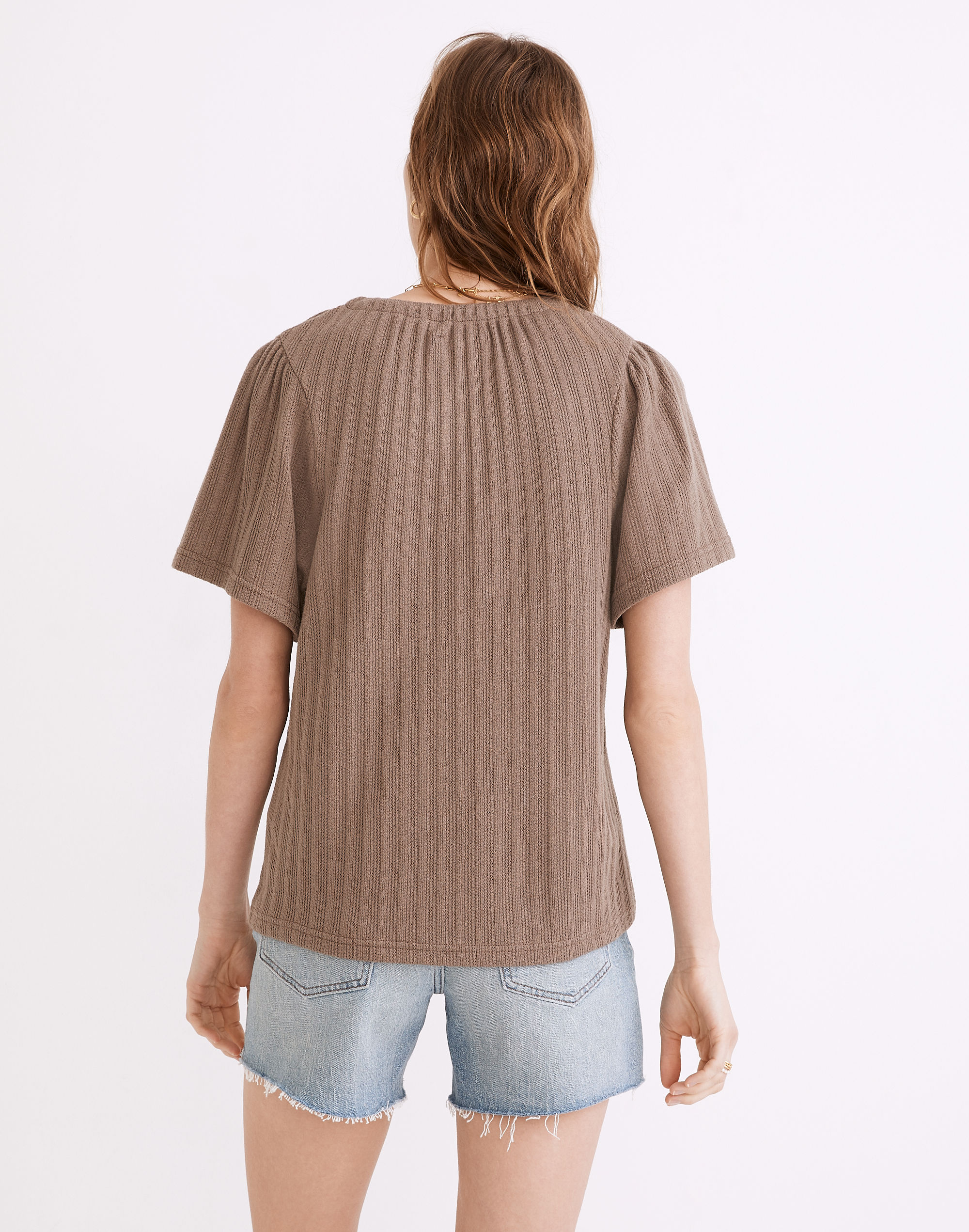 Pointelle Tie-Neck Tunic Top