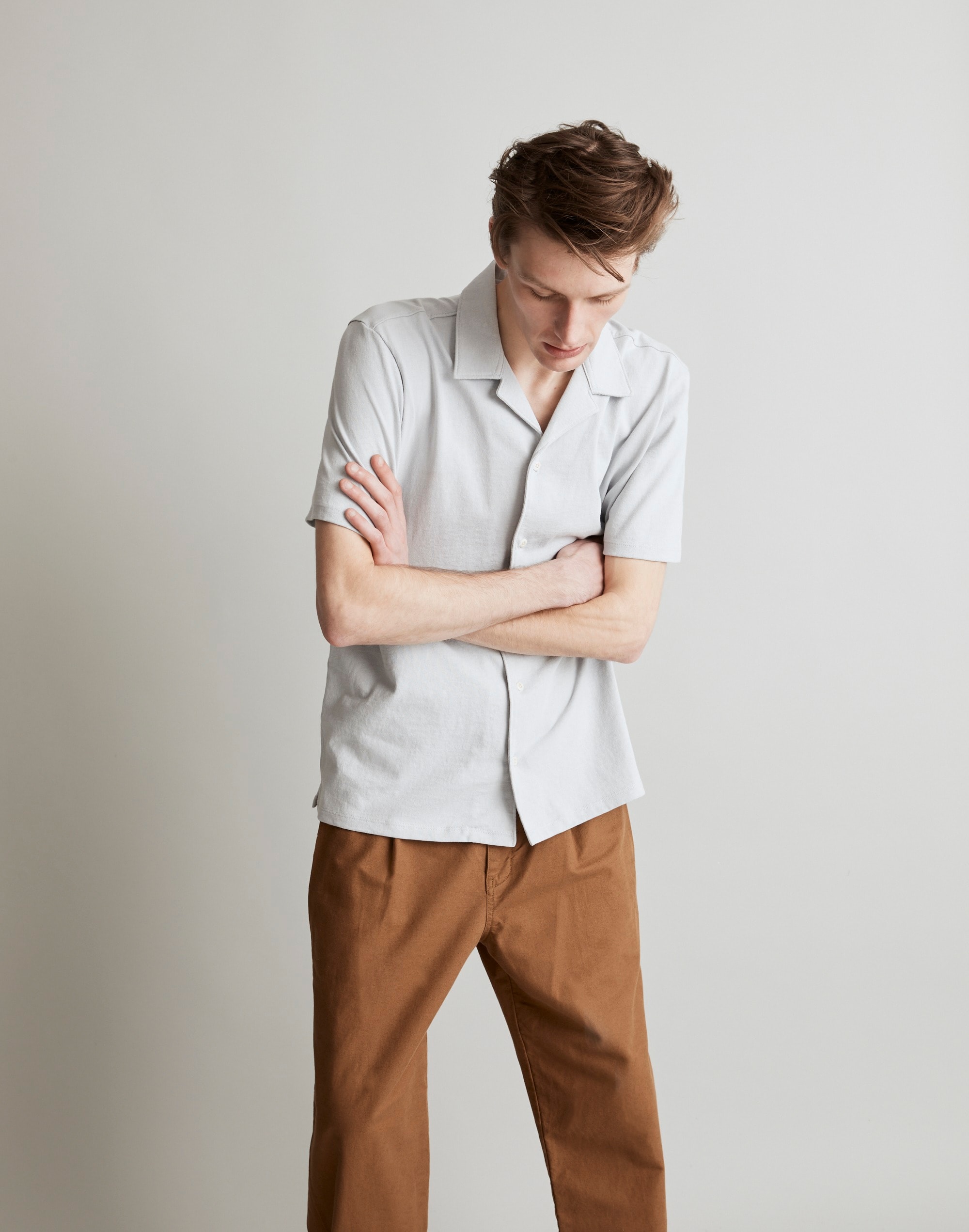 Knit Easy Short-Sleeve Camp Shirt