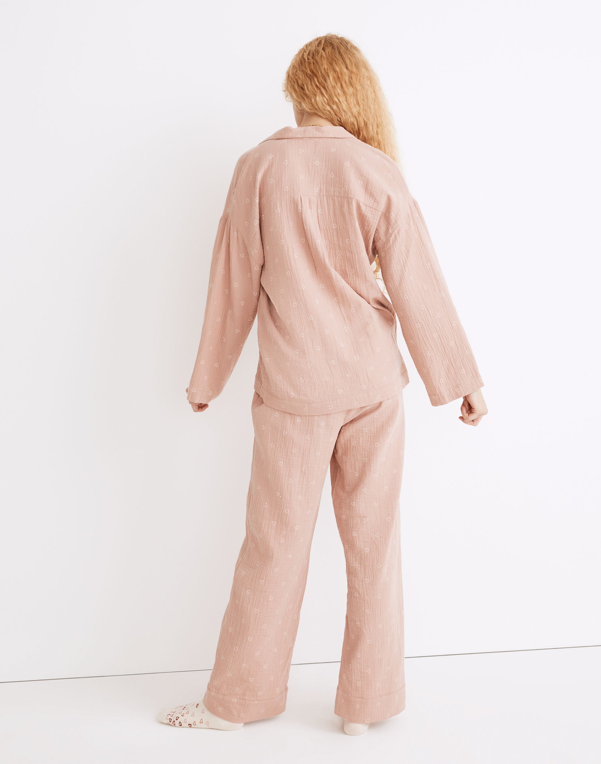 Lightestspun Oversized Long Pajama Set in Open Hearts