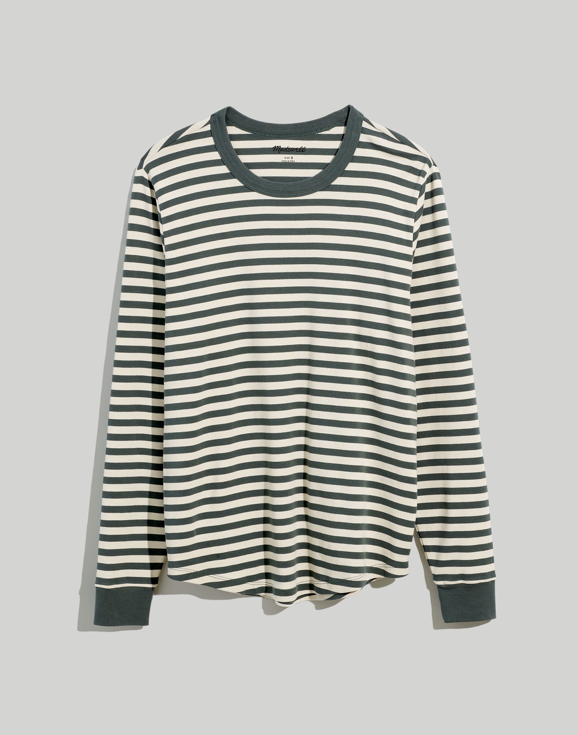 Ribbed Long-Sleeve Relaxed Tee in Stripe