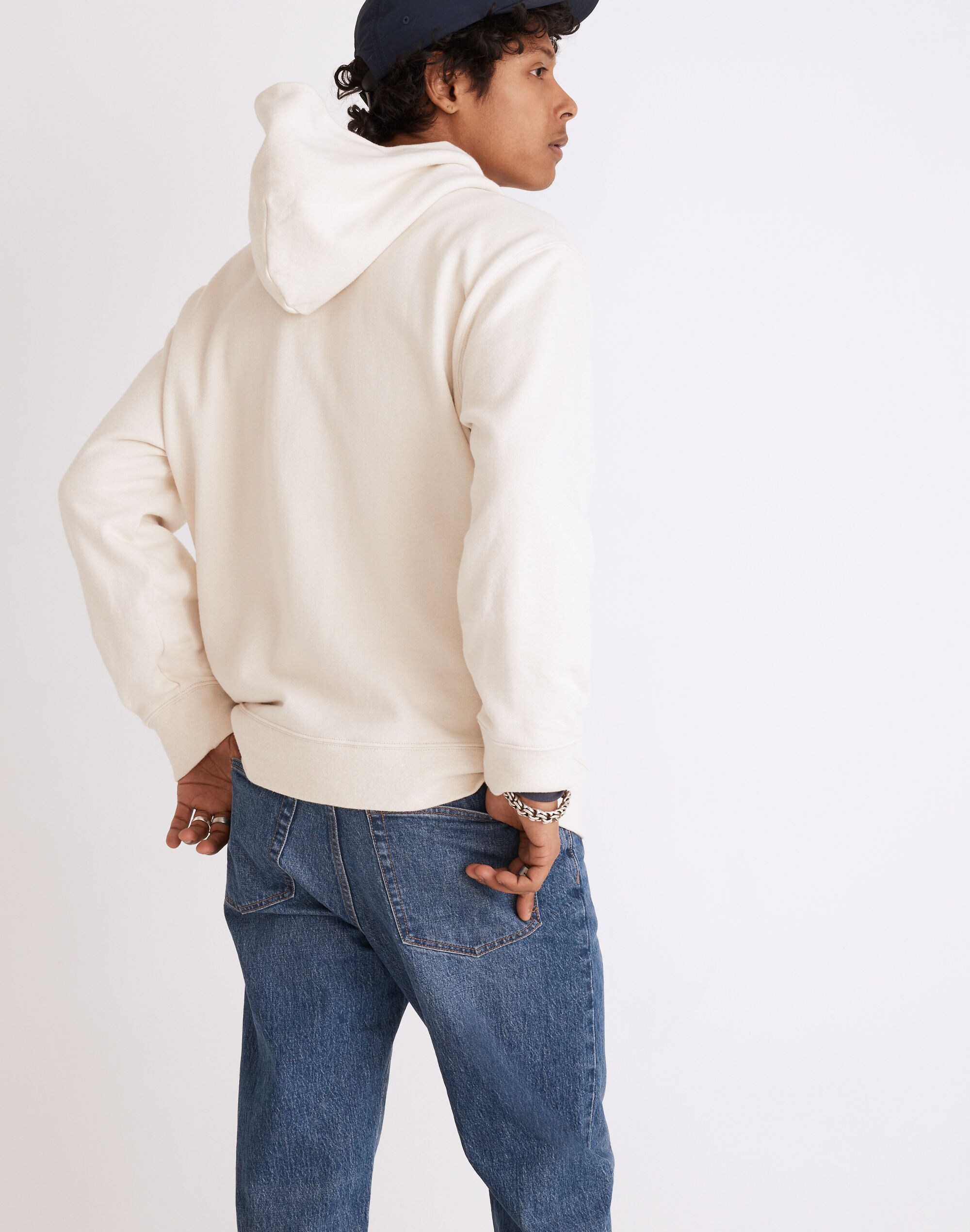 Cotton-Hemp Terry Henley Hoodie Sweatshirt