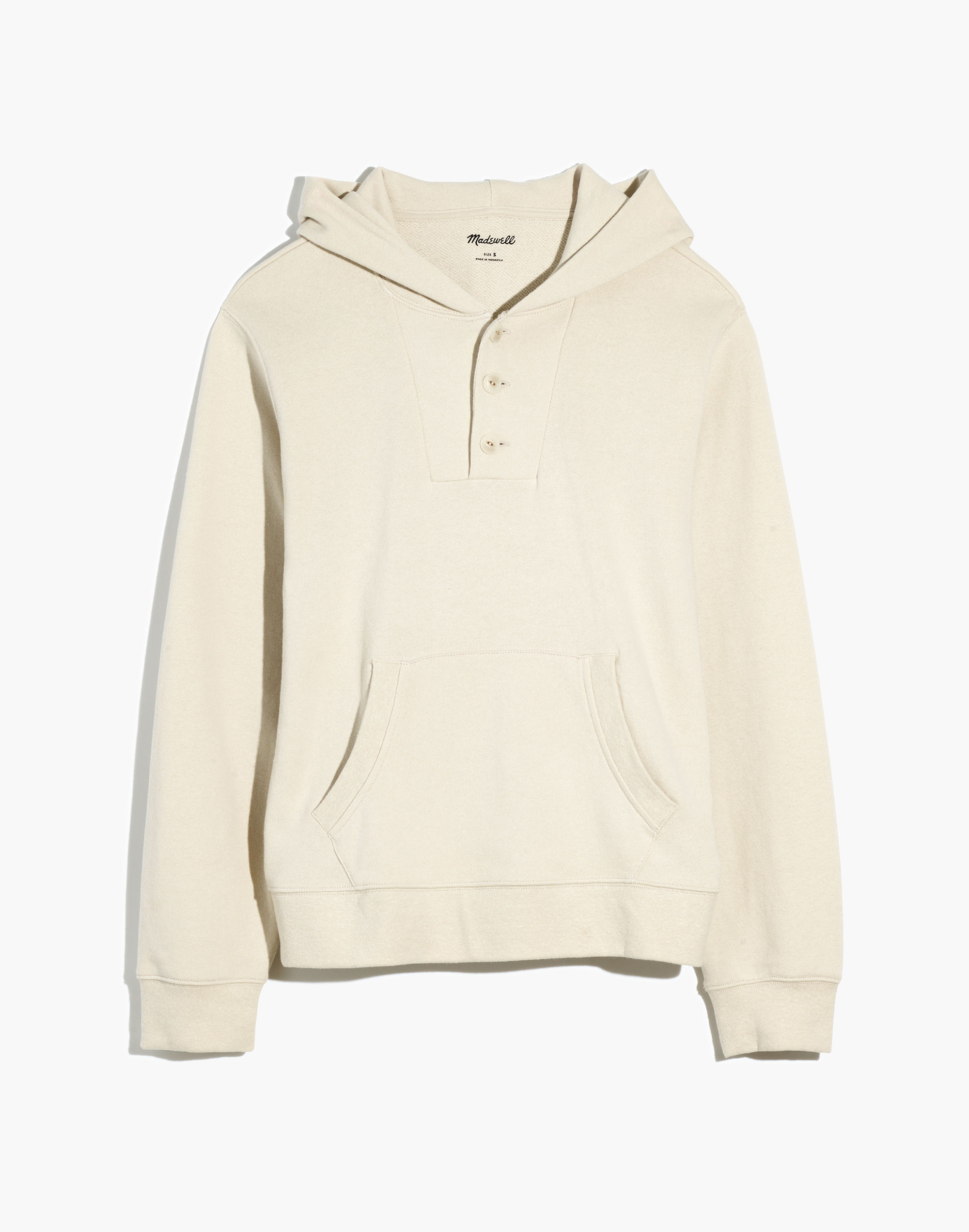 Cotton-Hemp Terry Henley Hoodie Sweatshirt