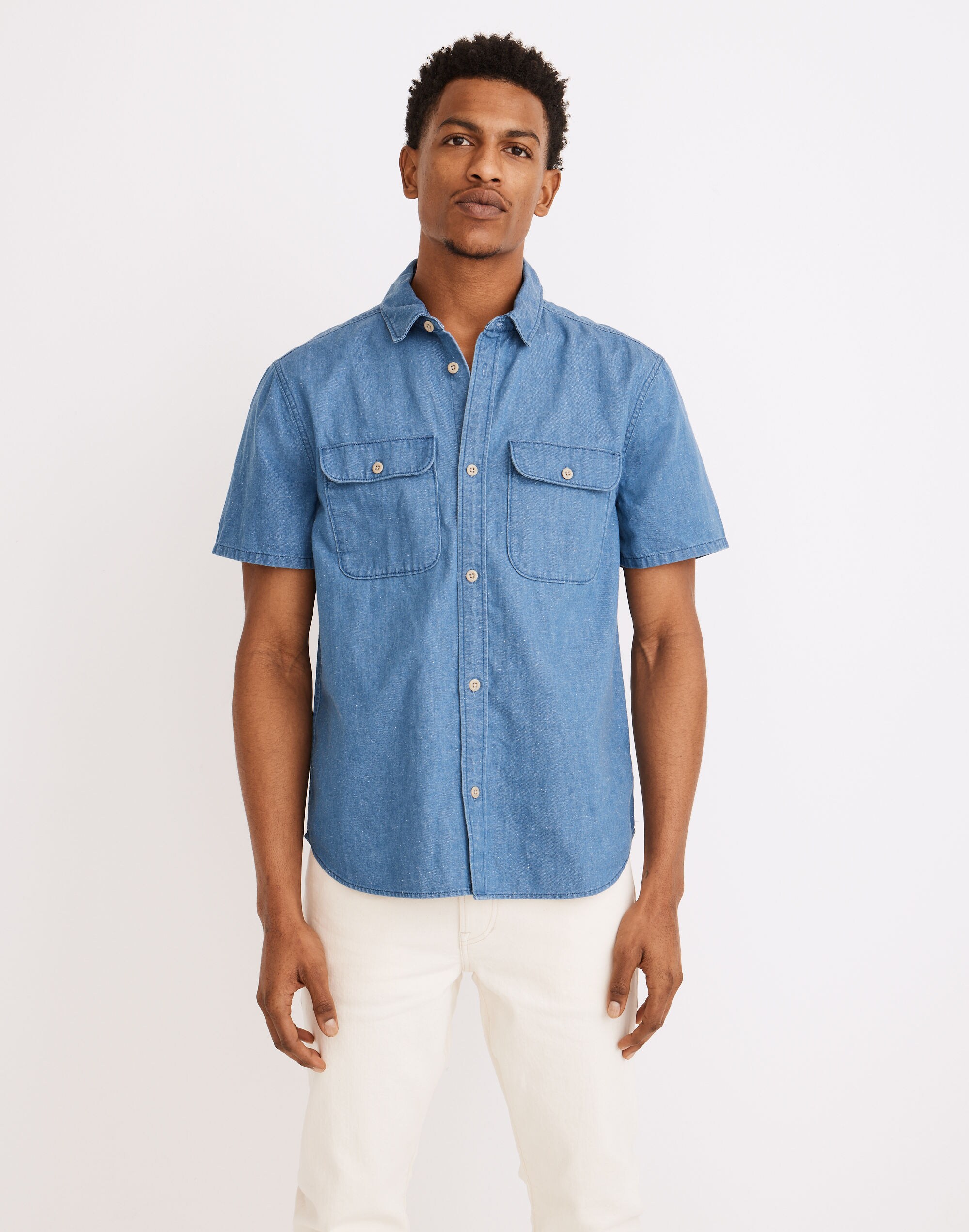 Denim Easy Short-Sleeve Shirt