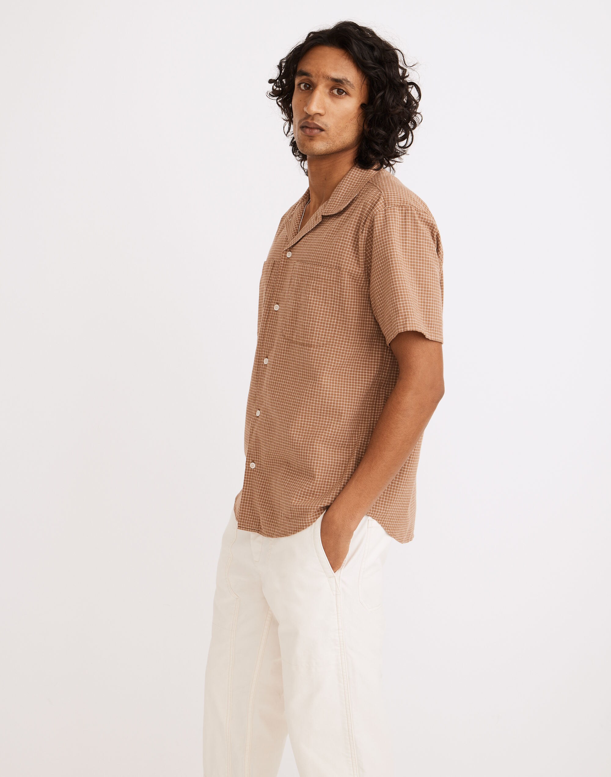 Crinkle Cotton Easy Short-Sleeve Shirt