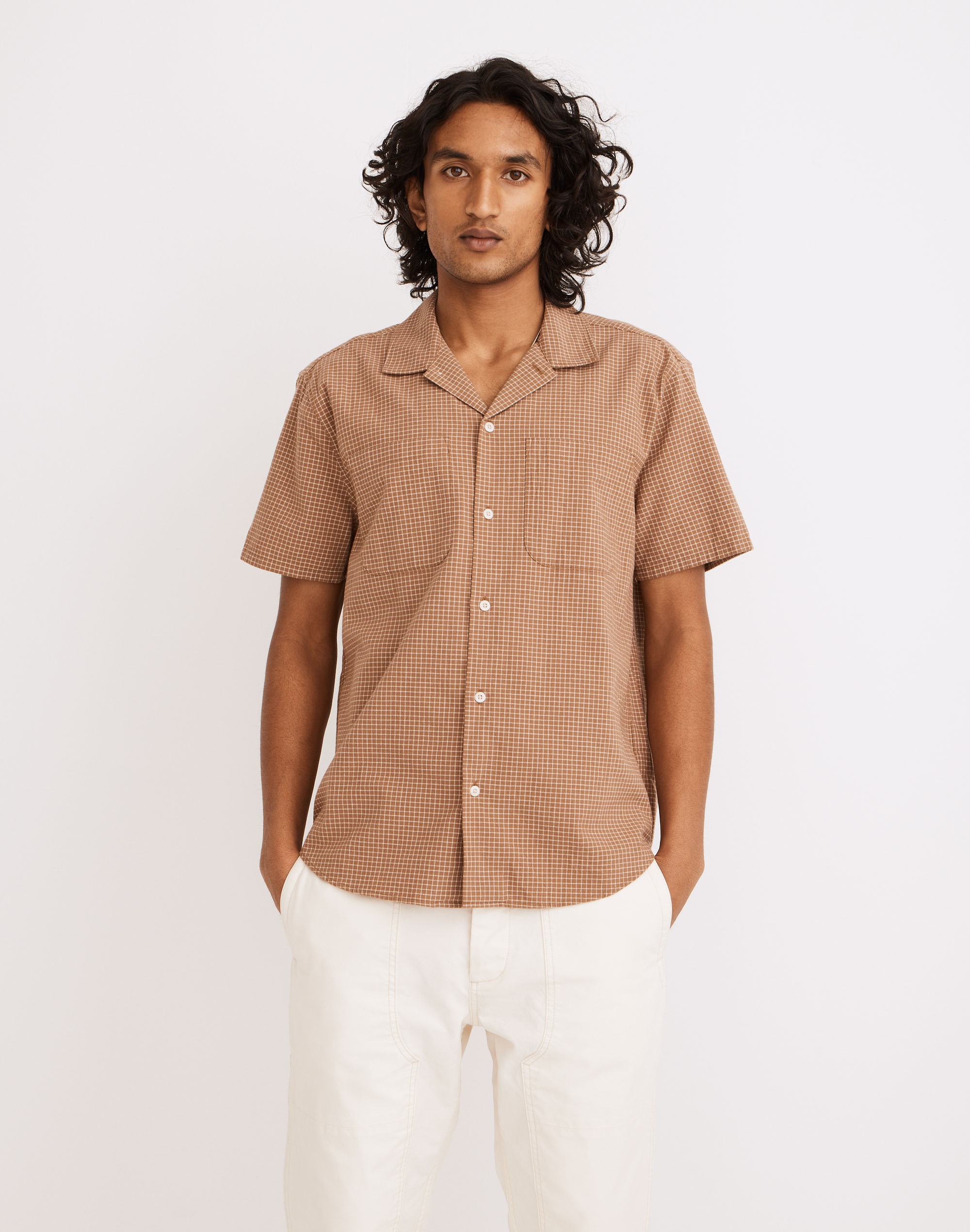 Crinkle Cotton Easy Short-Sleeve Shirt