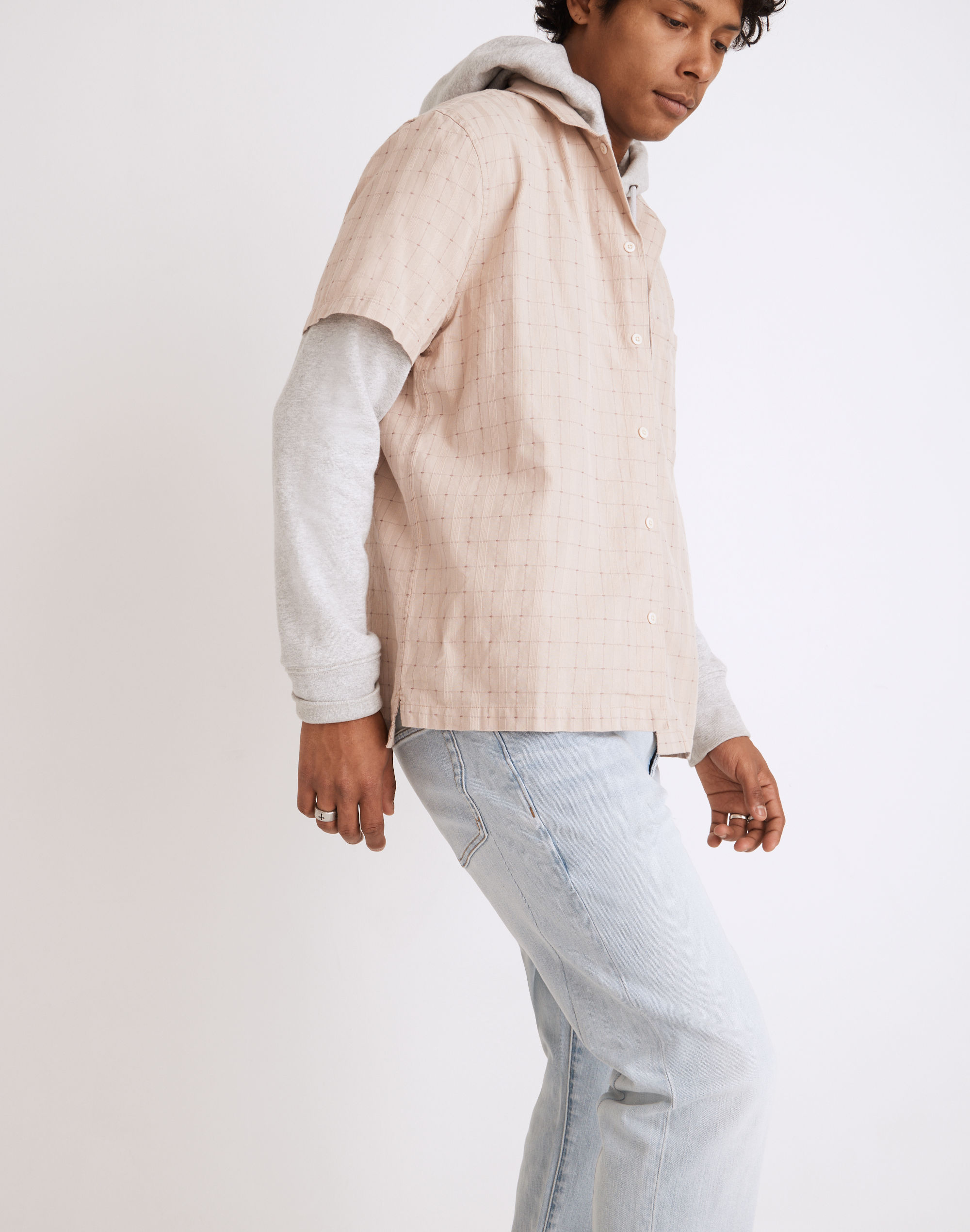 Easy Short-Sleeve Camp Shirt in Stitch Dobby
