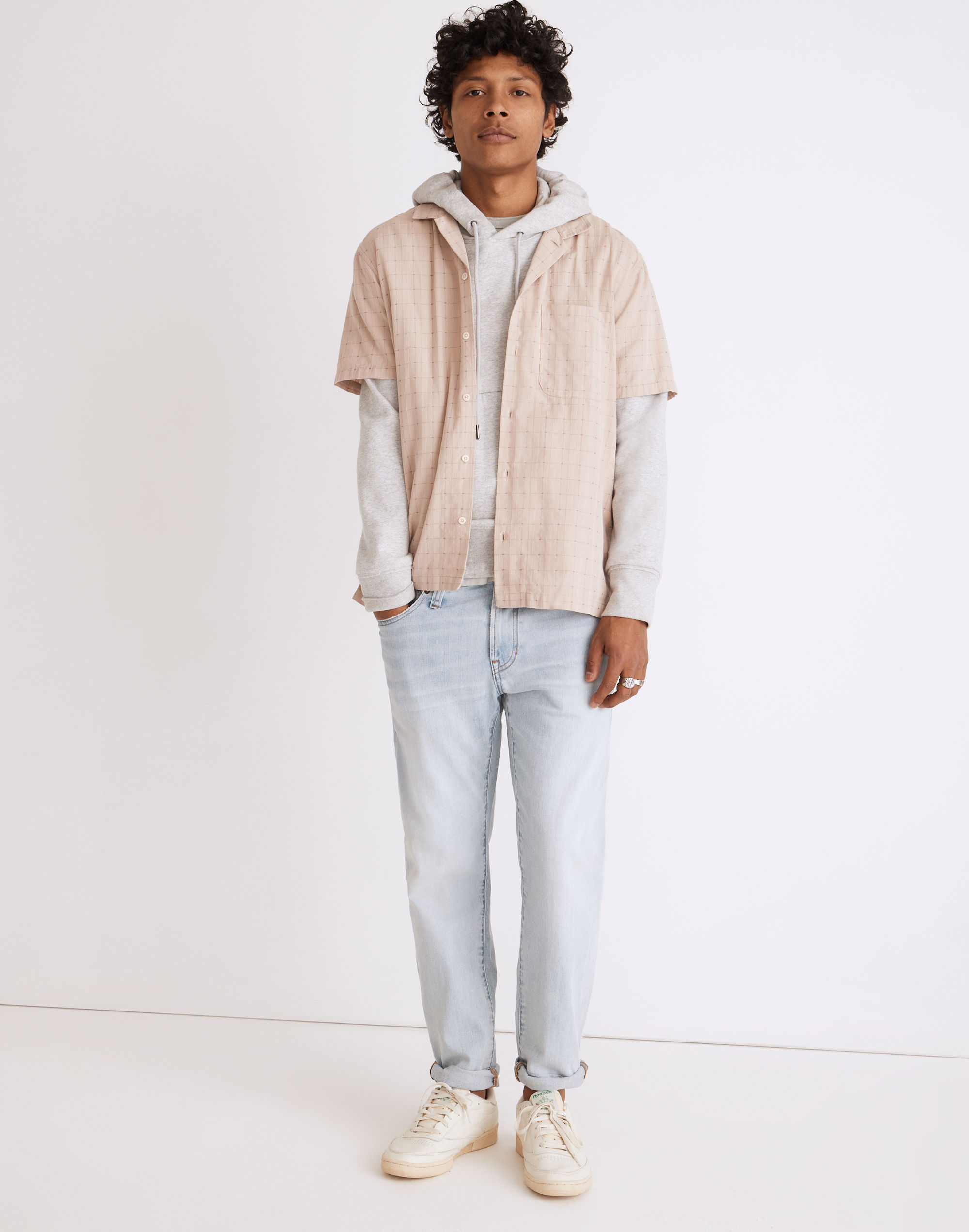 Easy Short-Sleeve Camp Shirt in Stitch Dobby