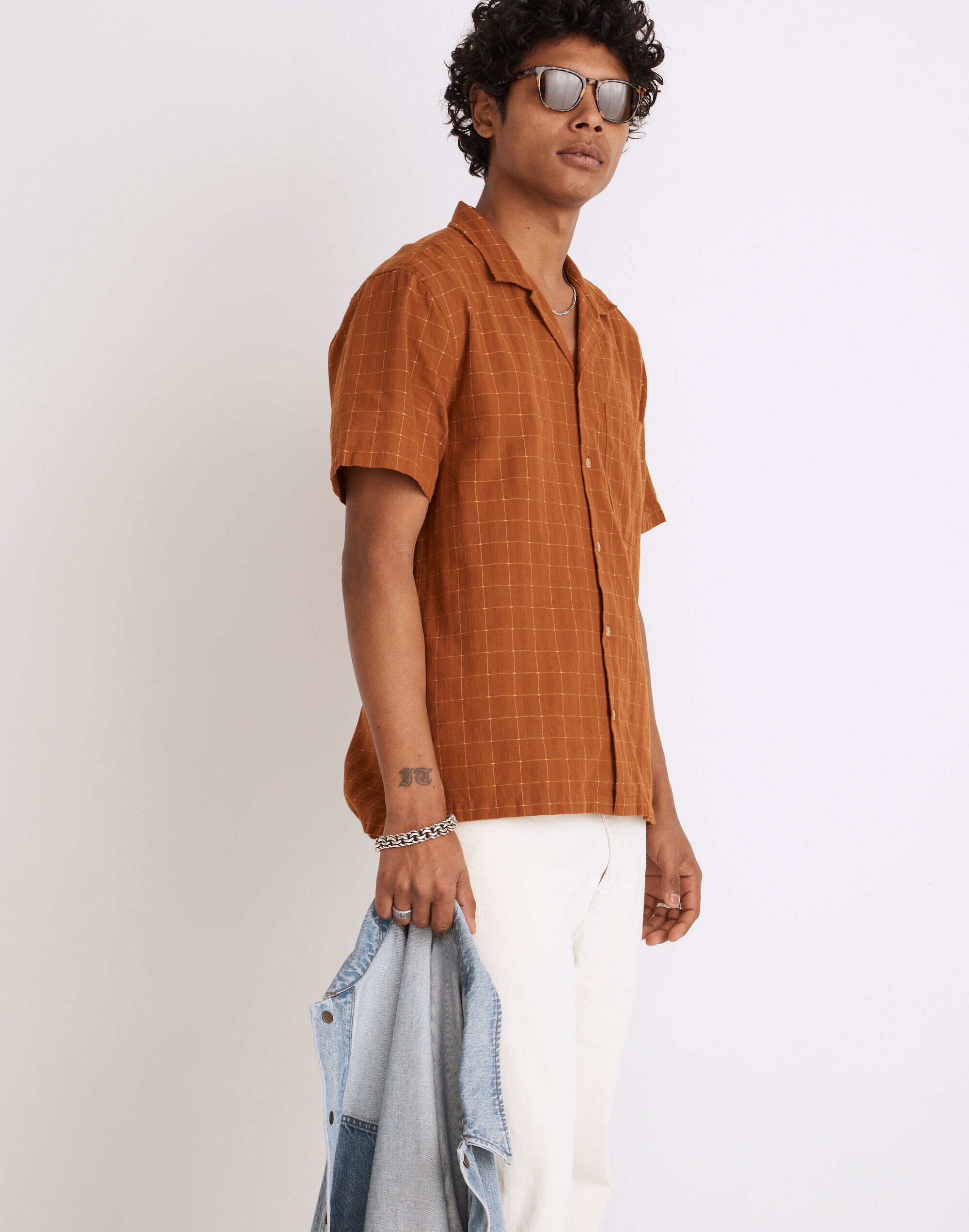 Easy Short-Sleeve Camp Shirt in Stitch Dobby