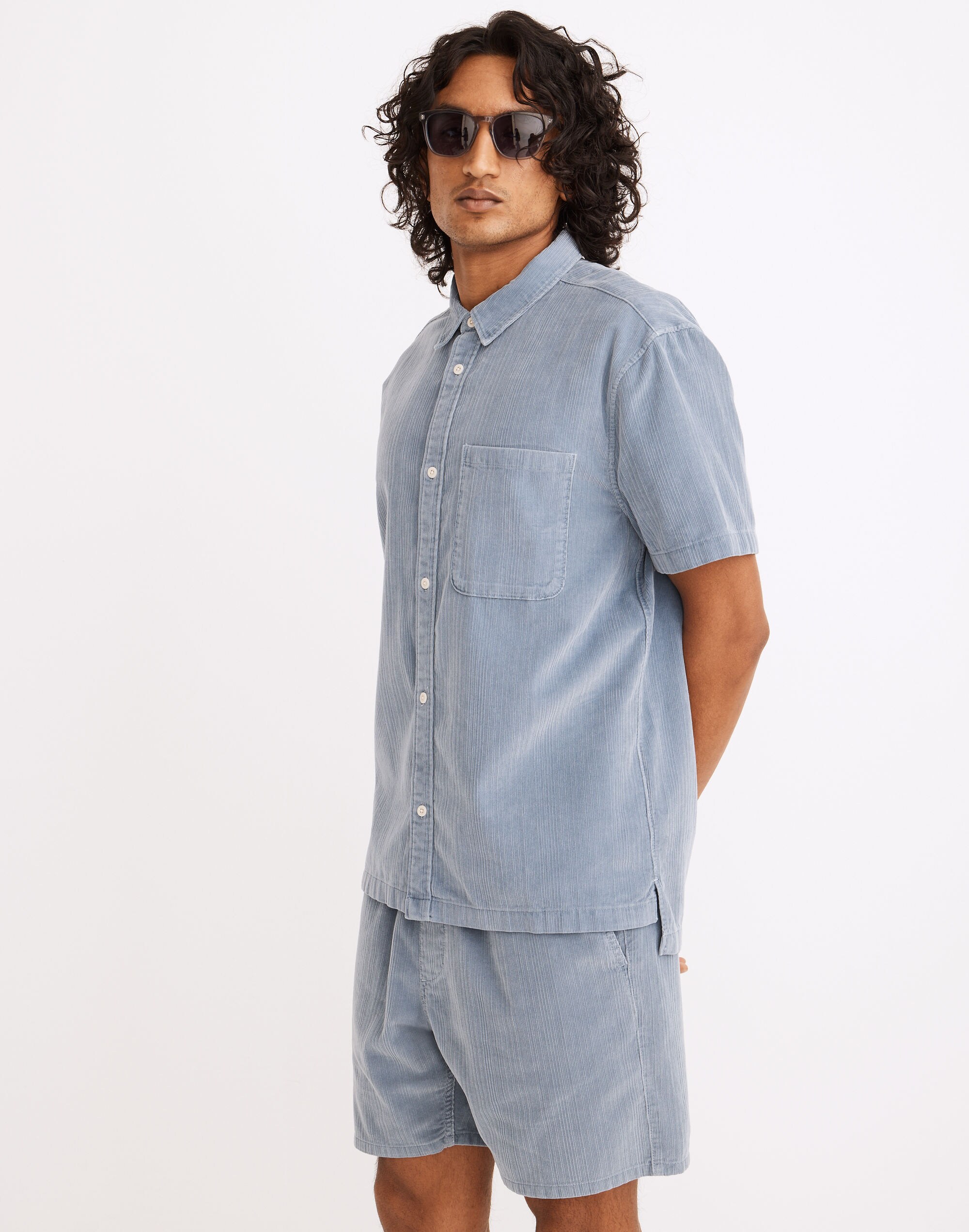 Variegated Corduroy Easy Short-Sleeve Shirt