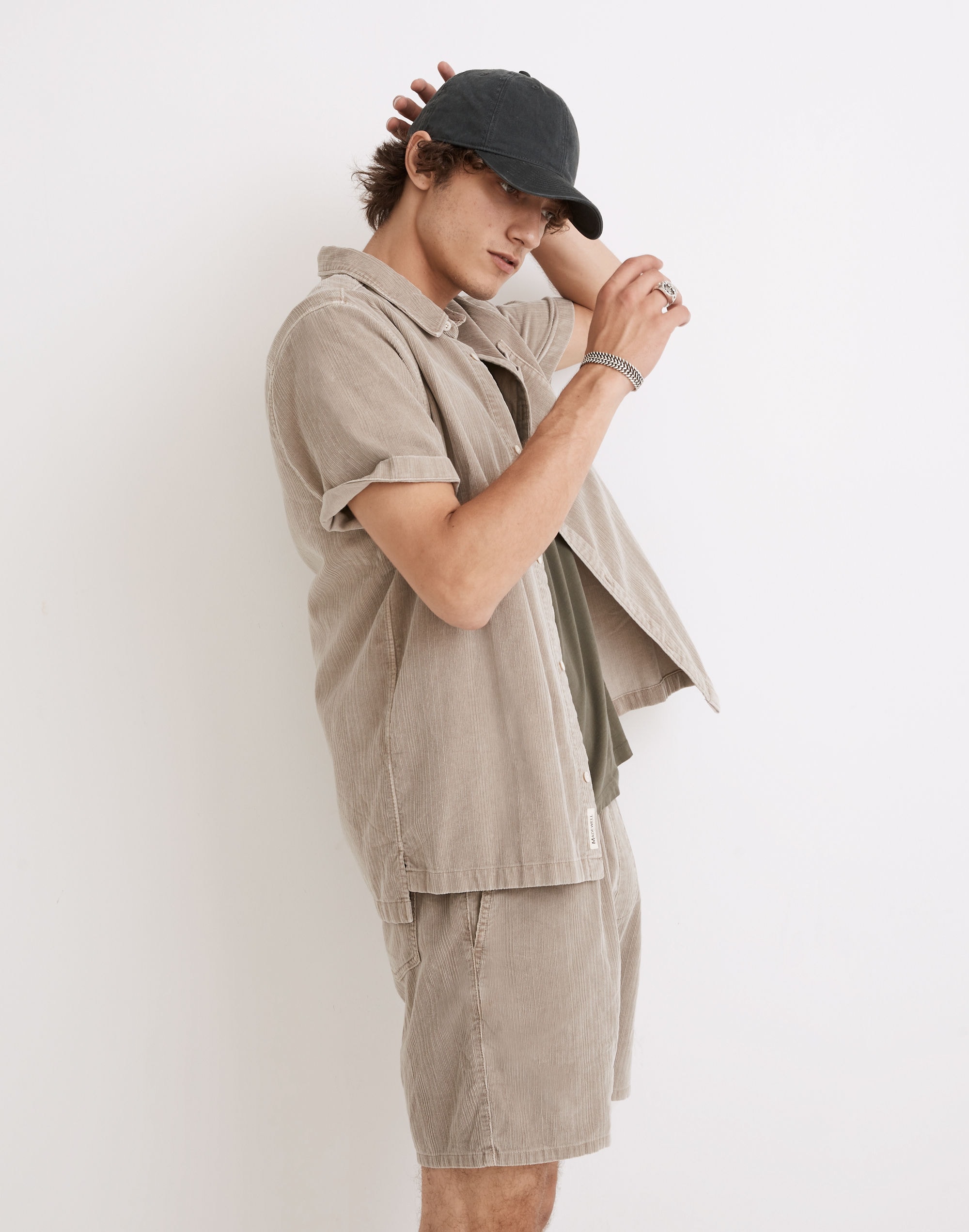 Variegated Corduroy Easy Short-Sleeve Shirt