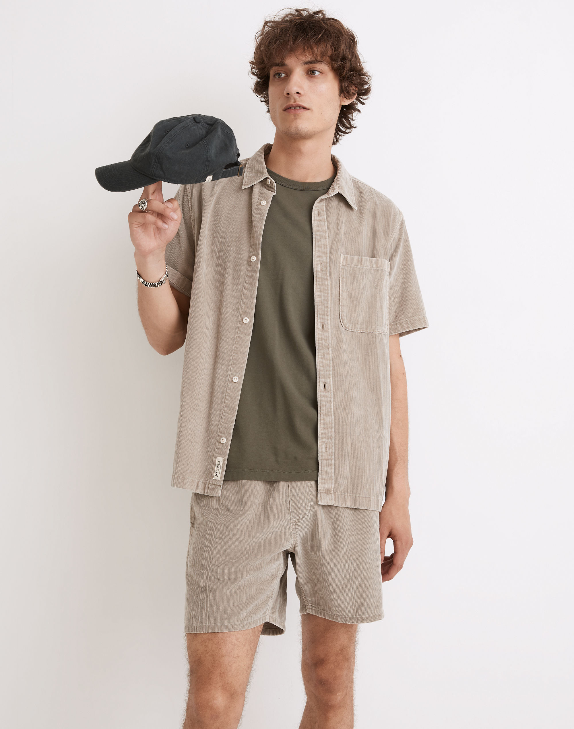 Variegated Corduroy Easy Short-Sleeve Shirt