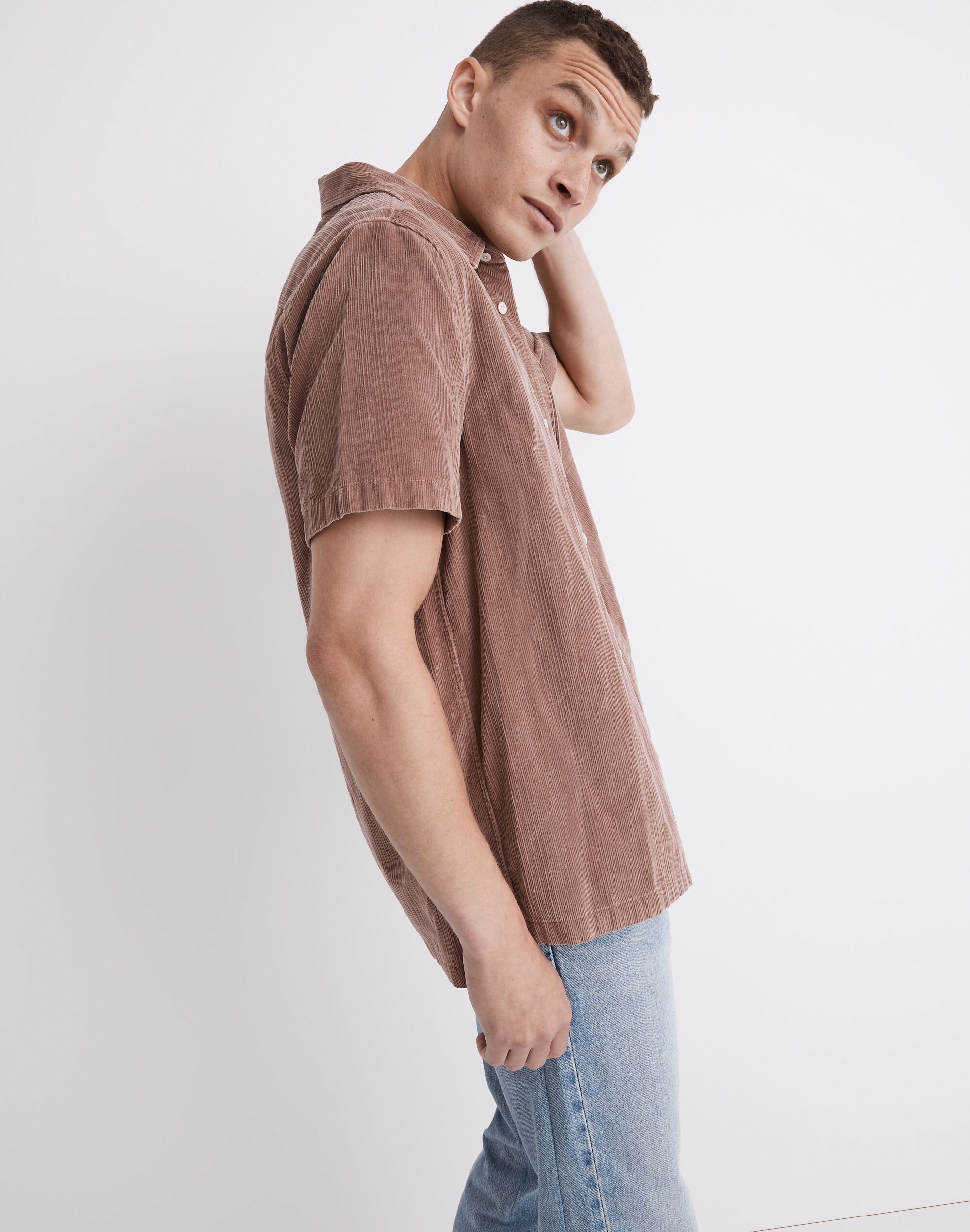 Variegated Corduroy Easy Short-Sleeve Shirt