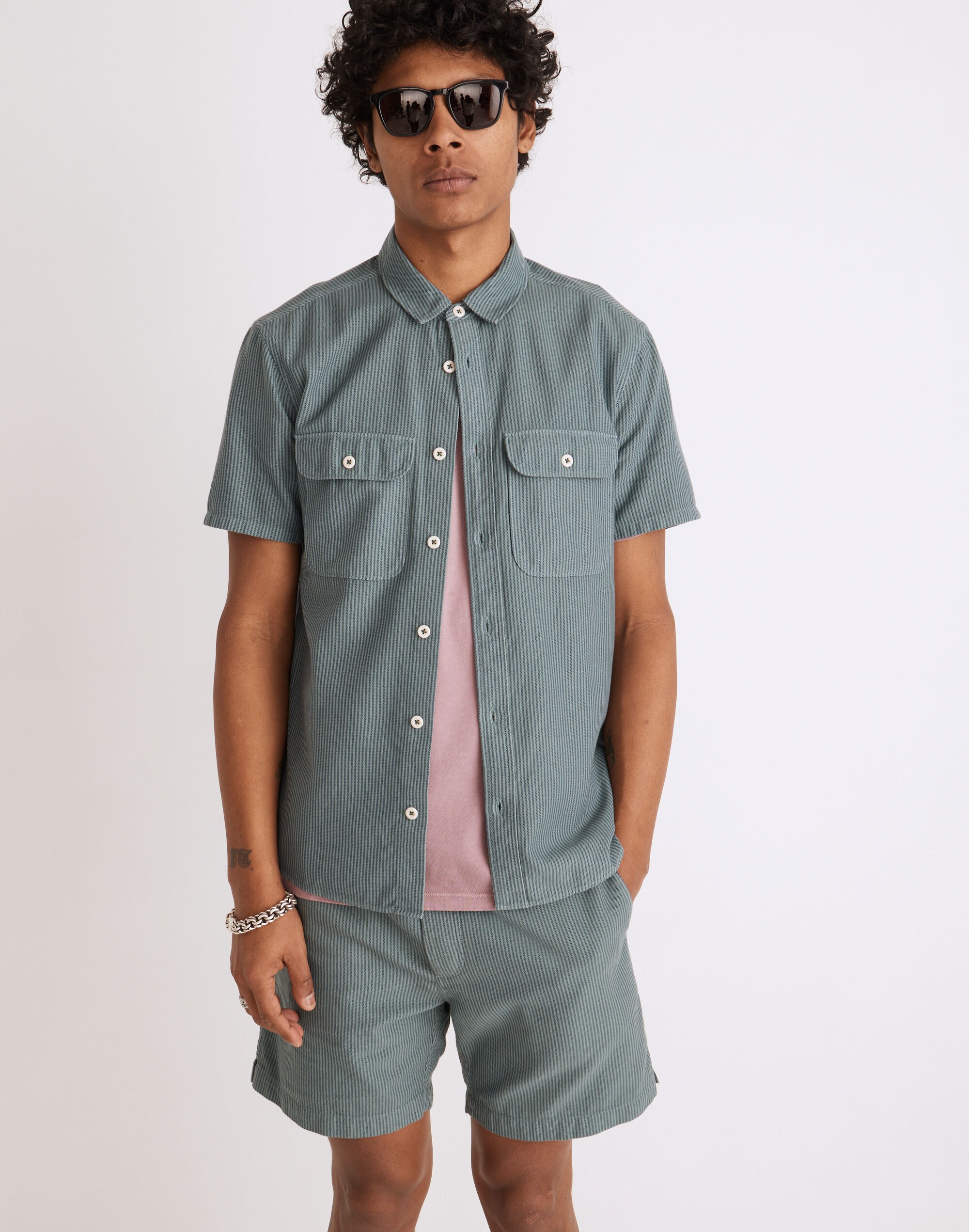 Easy Short-Sleeve Shirt in Stripe in null image 1