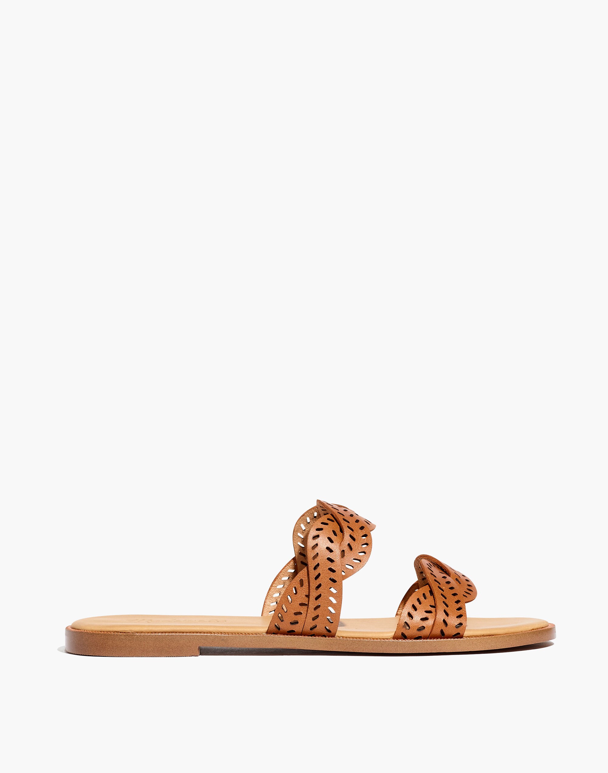 The Cora Slide Sandal in Perforated Leather