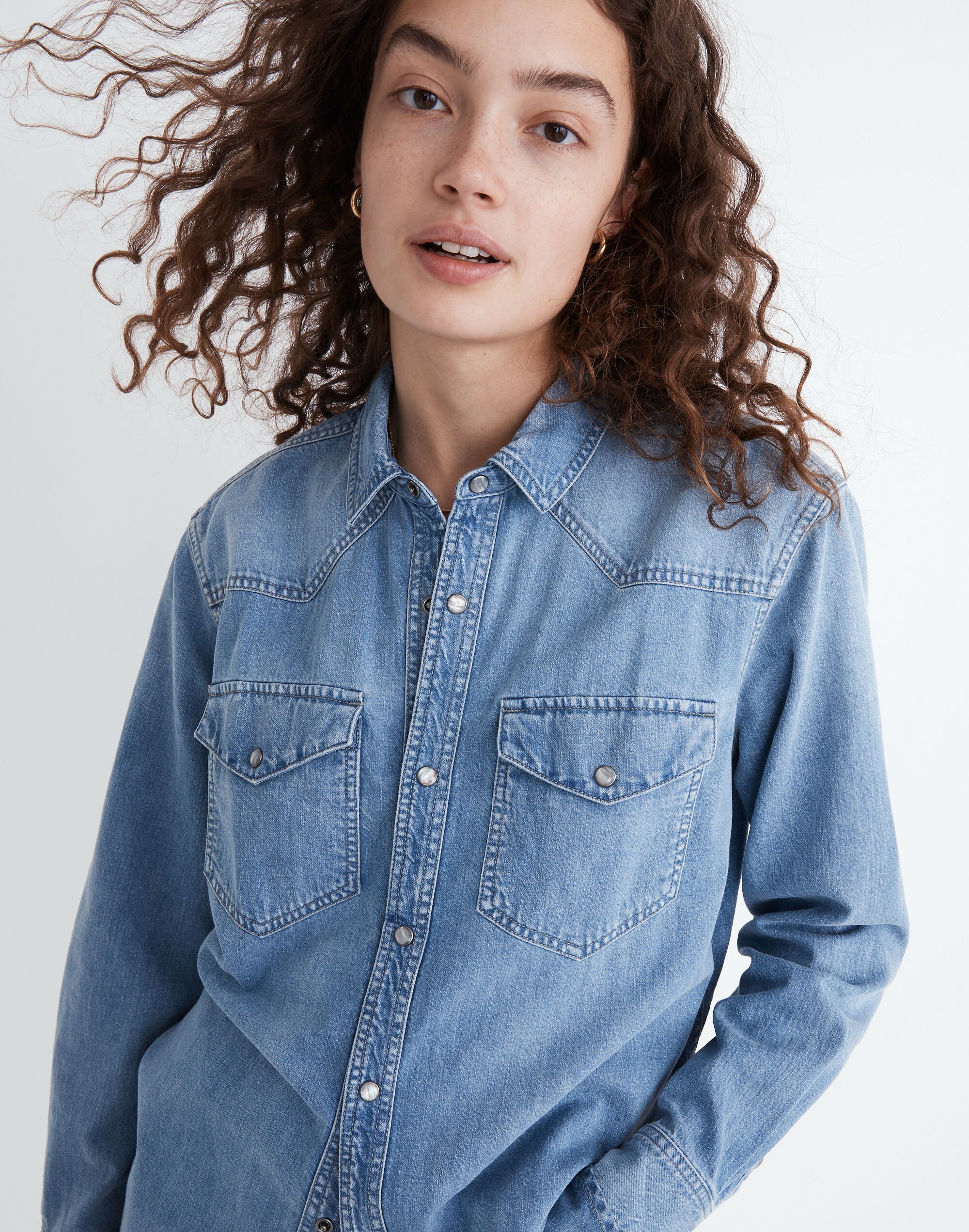 Denim Snap-Button Western Shirt