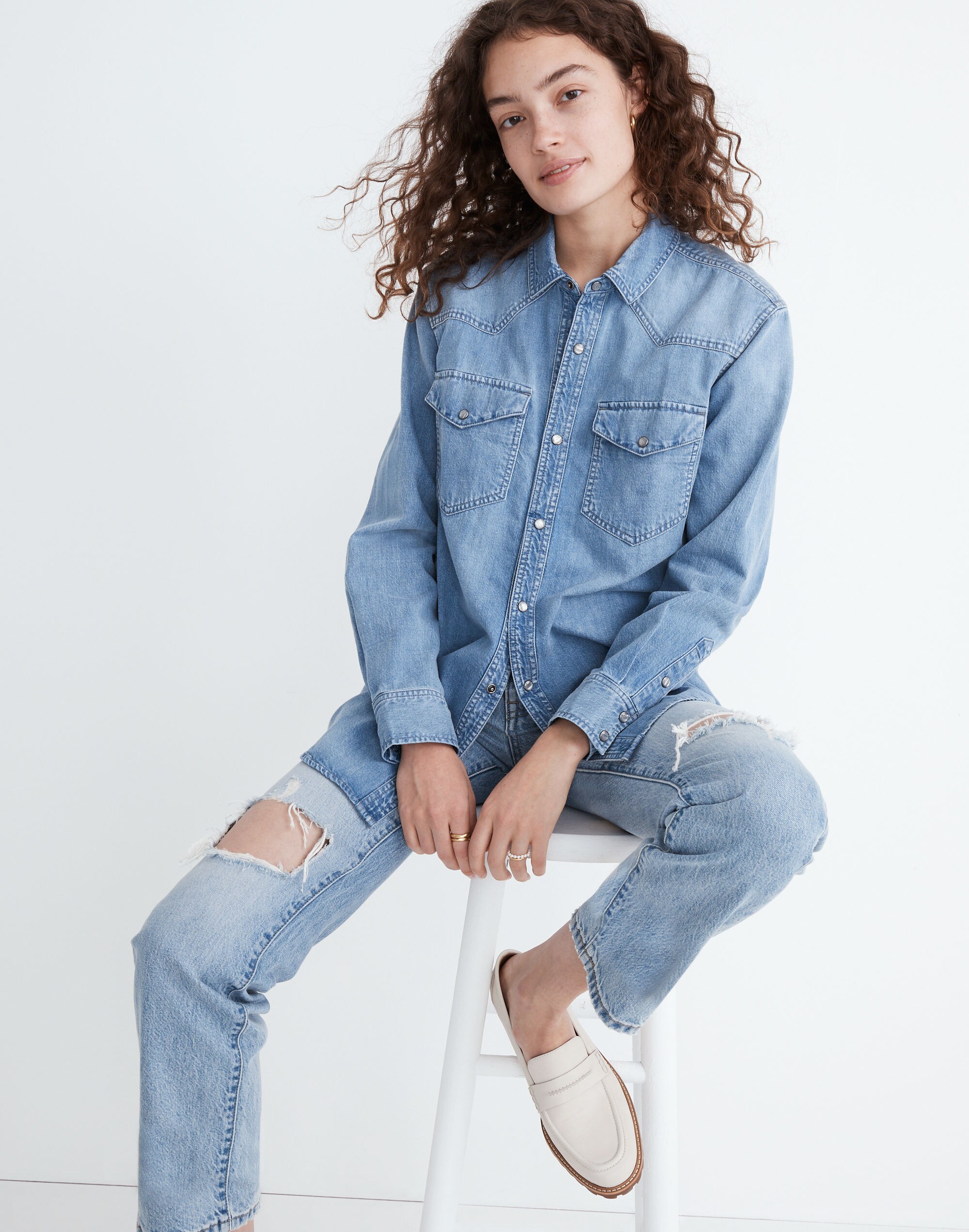 Denim Snap-Button Western Shirt