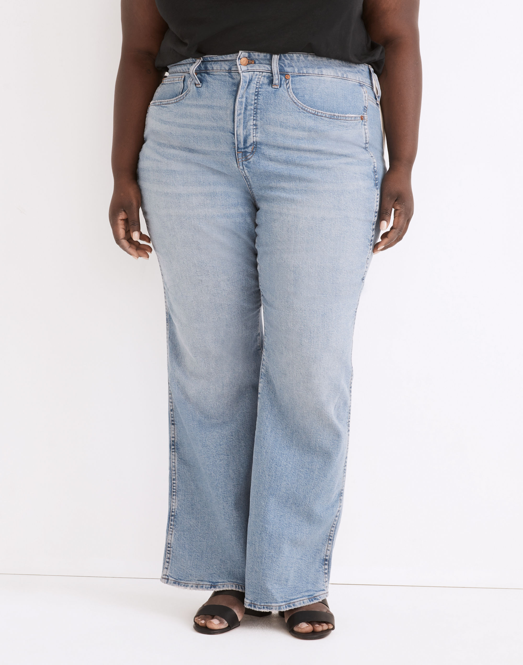 Plus High-Rise Flare Jeans in Caine Wash