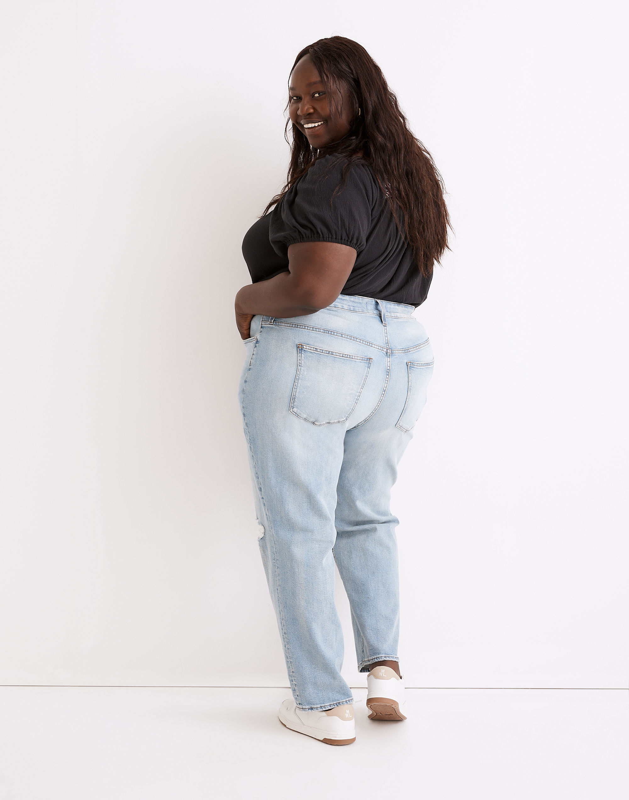 The Plus Curvy Perfect Vintage Jean in Danby Wash: Ripped Edition