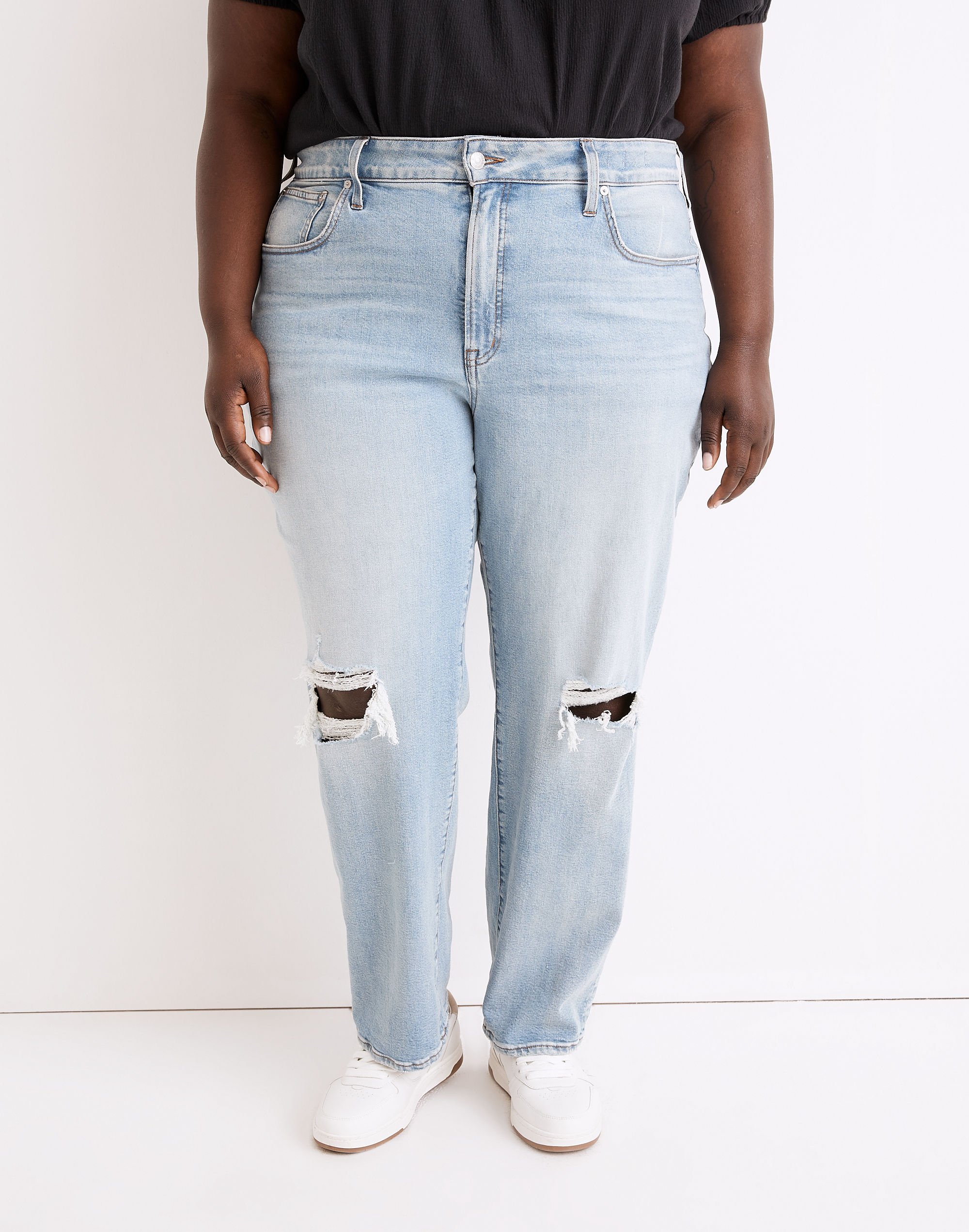 The Plus Curvy Perfect Vintage Jean in Danby Wash: Ripped Edition
