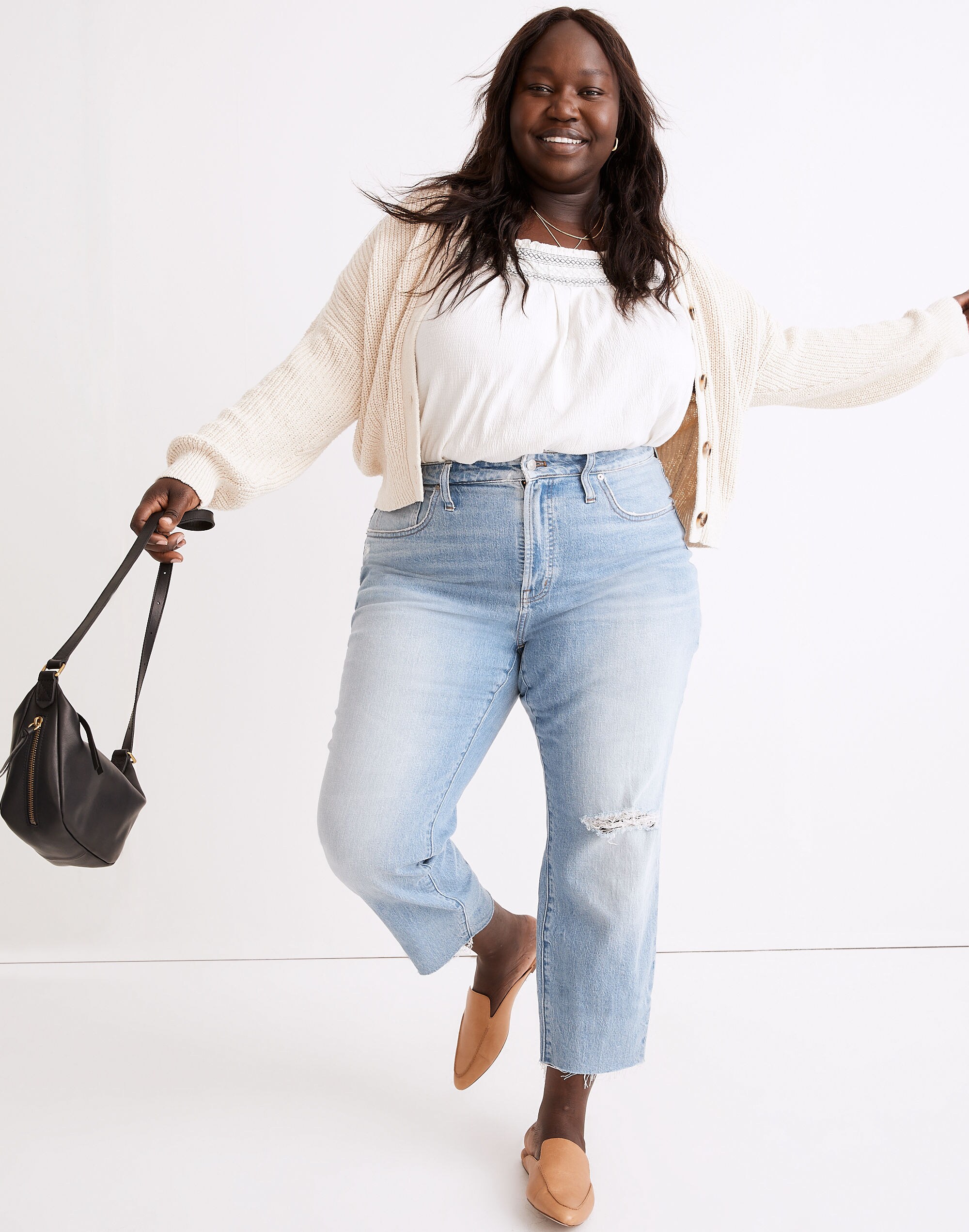 The Plus Curvy Perfect Vintage Jean in Coney Wash: Destroyed Edition