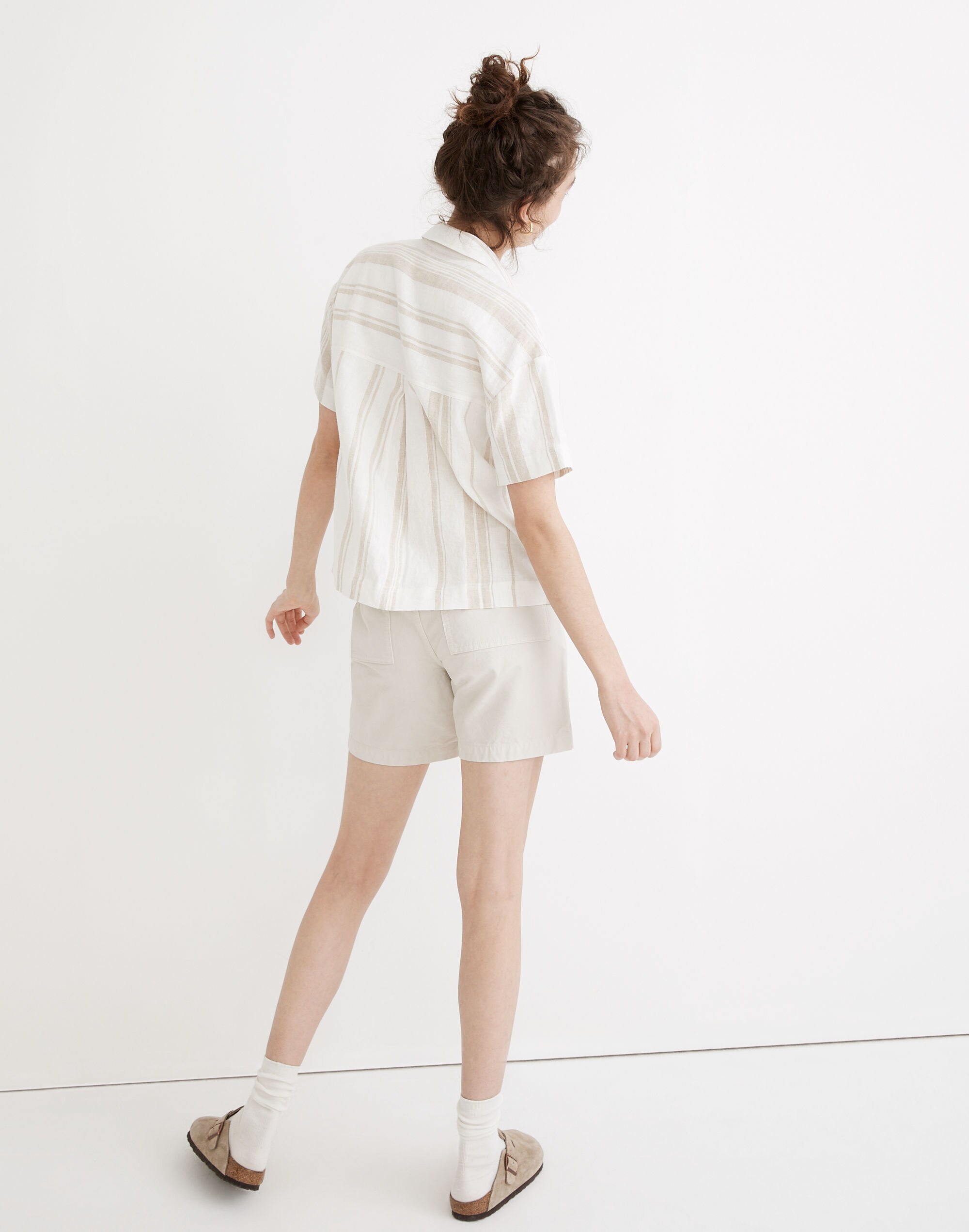 Linen-Blend Short-Sleeve Safari Shirt: Undyed Edition