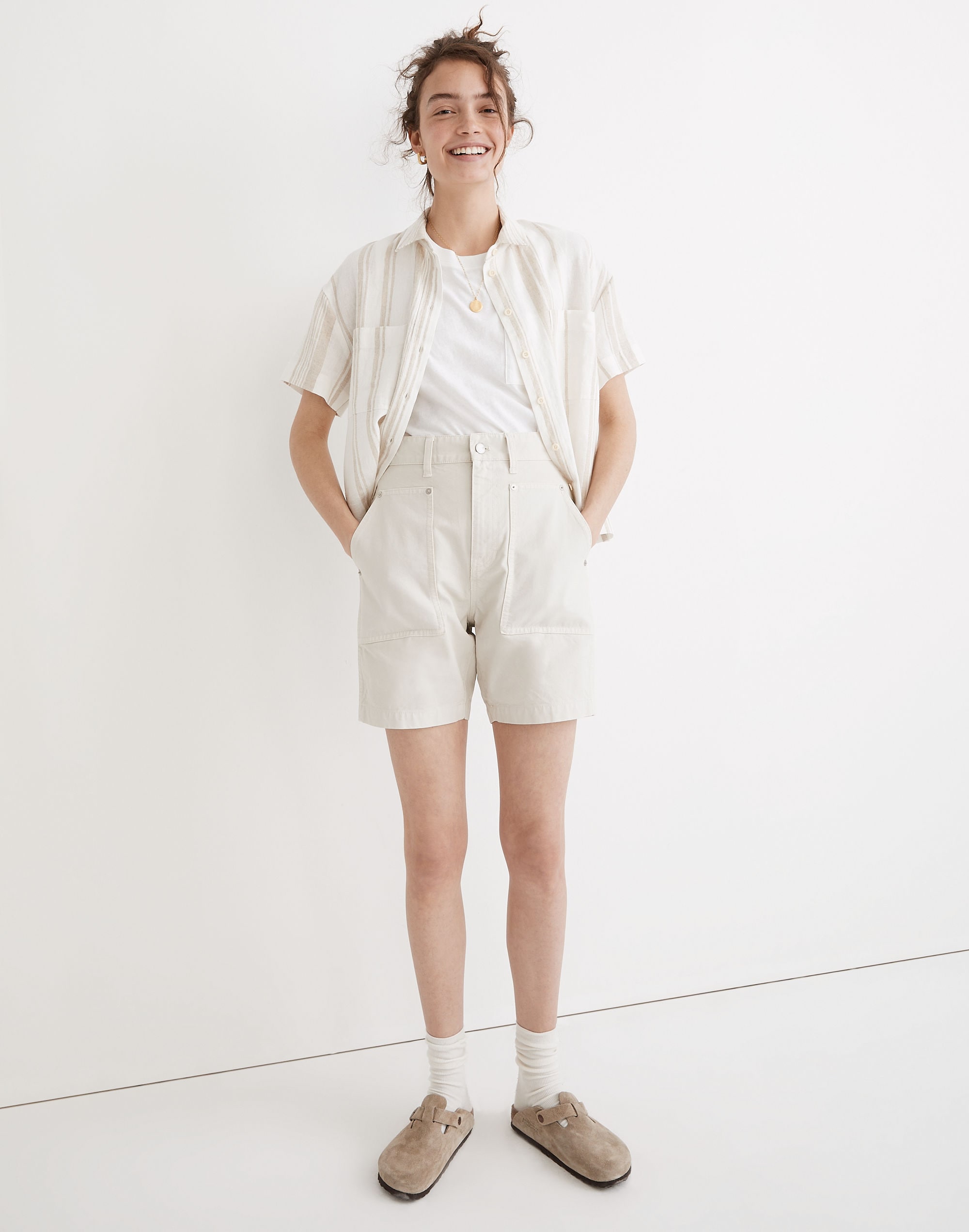 Linen-Blend Short-Sleeve Safari Shirt: Undyed Edition