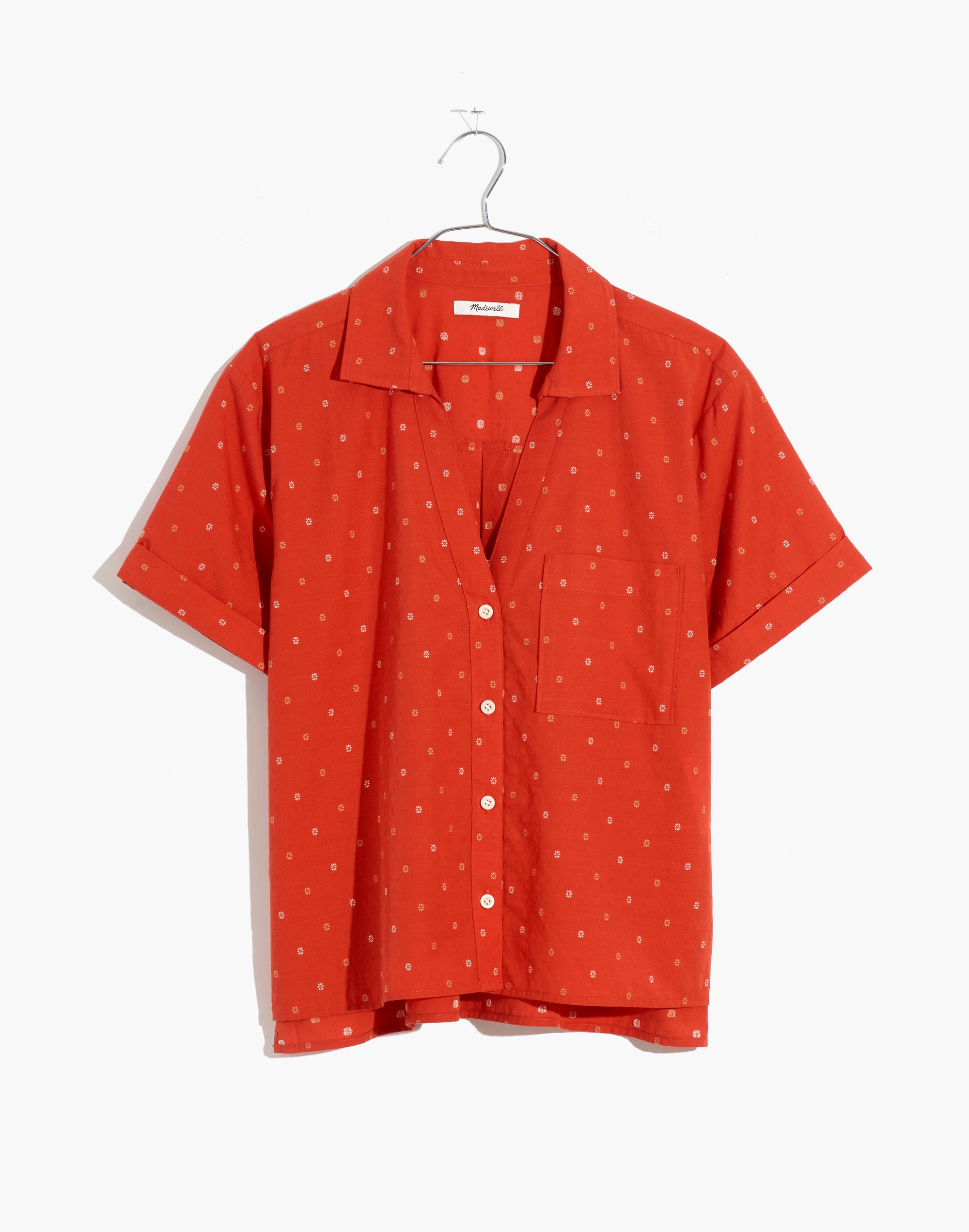 V-Neck Pocket Shirt in Floral Jacquard