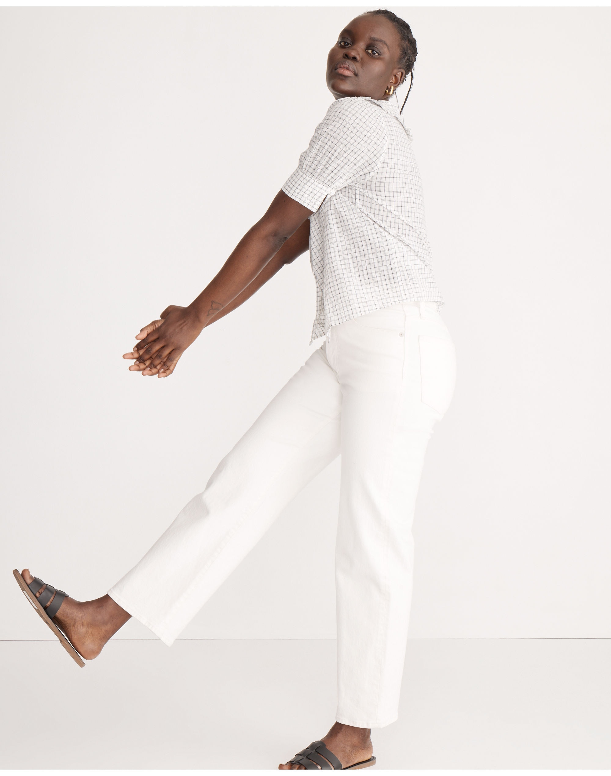 Peter Pan Collar Shirt in Windowpane