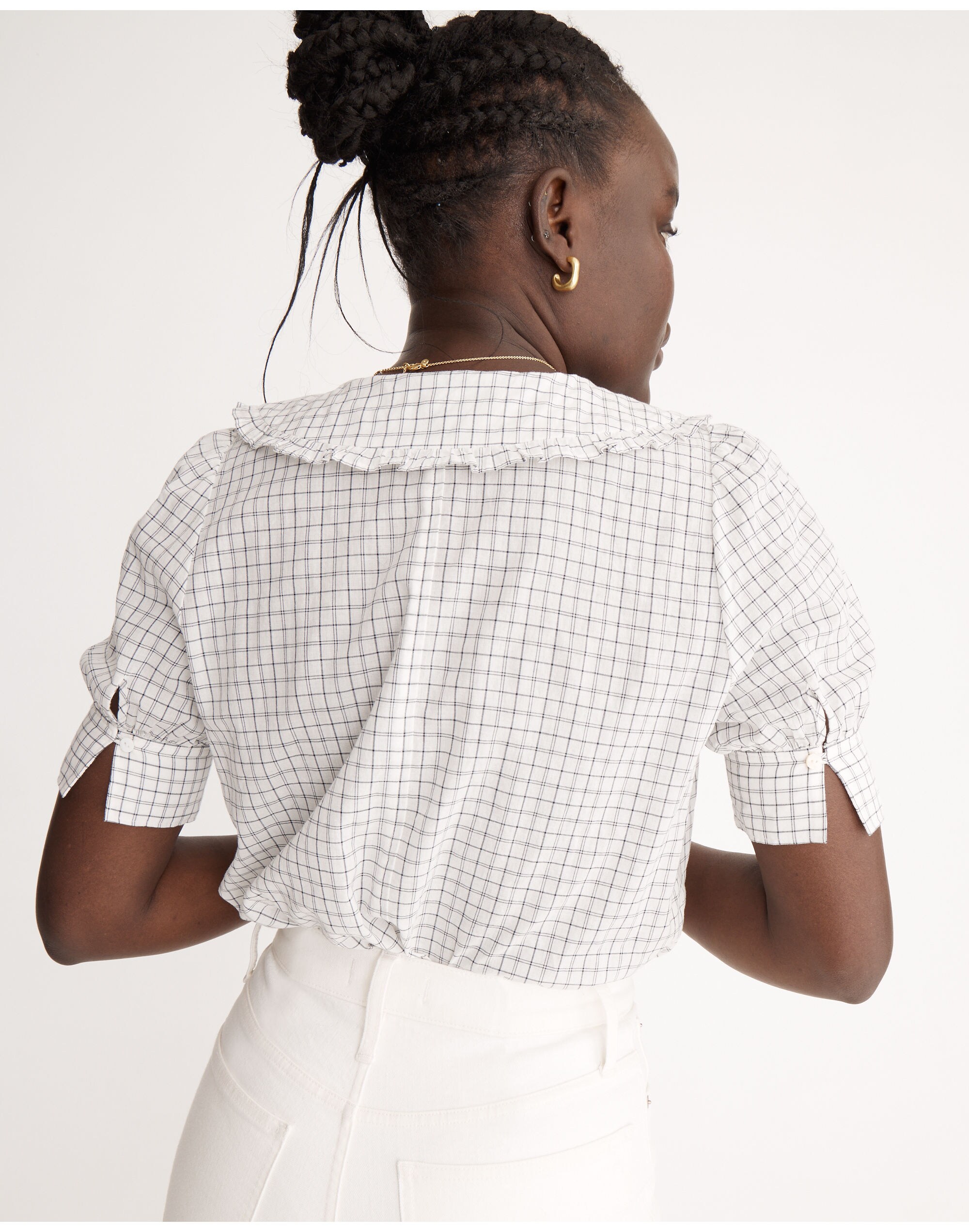 Peter Pan Collar Shirt in Windowpane