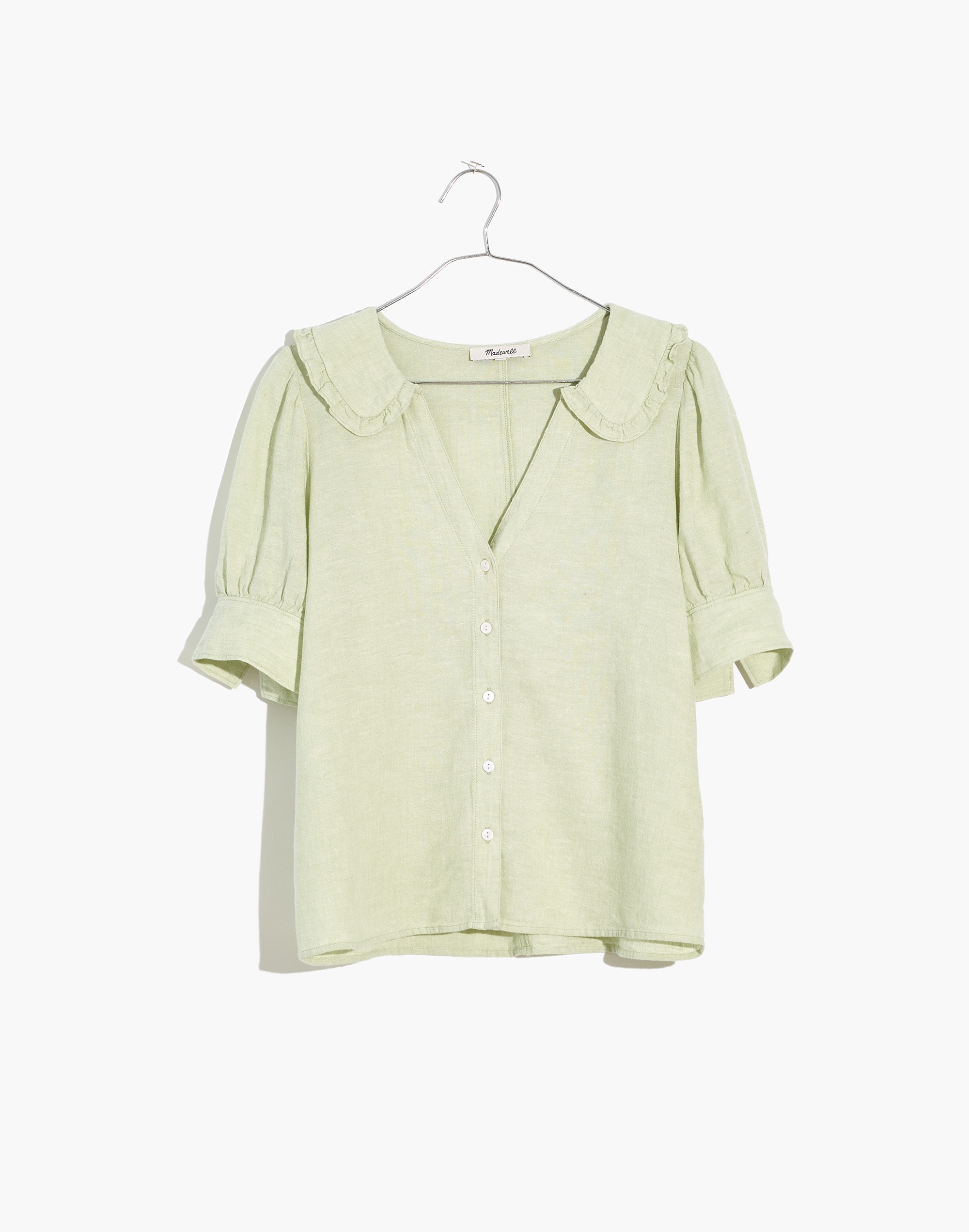 Linen-Blend Peter Pan Collar Shirt