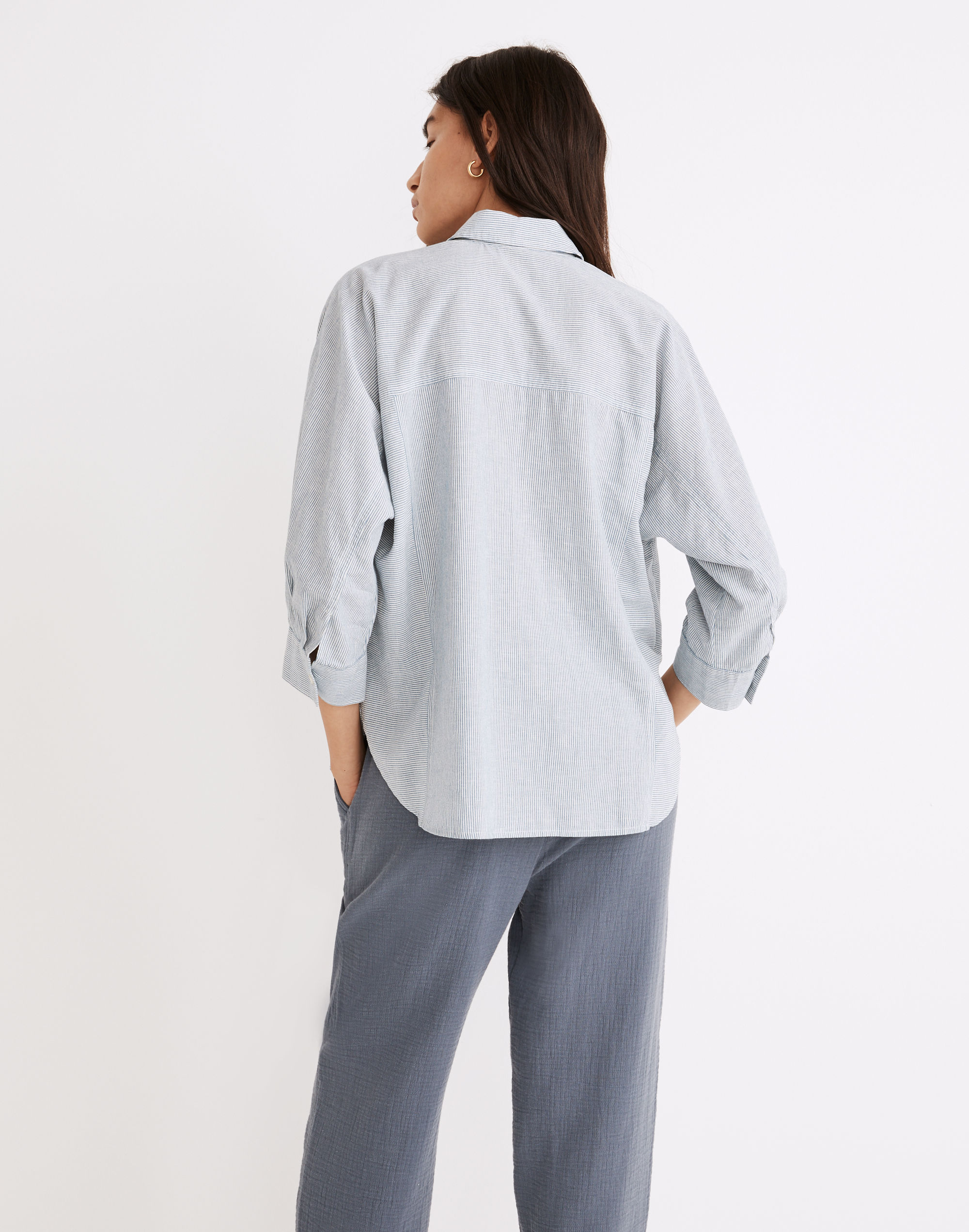 Wellesley Oversized Seamed Shirt in Stripe