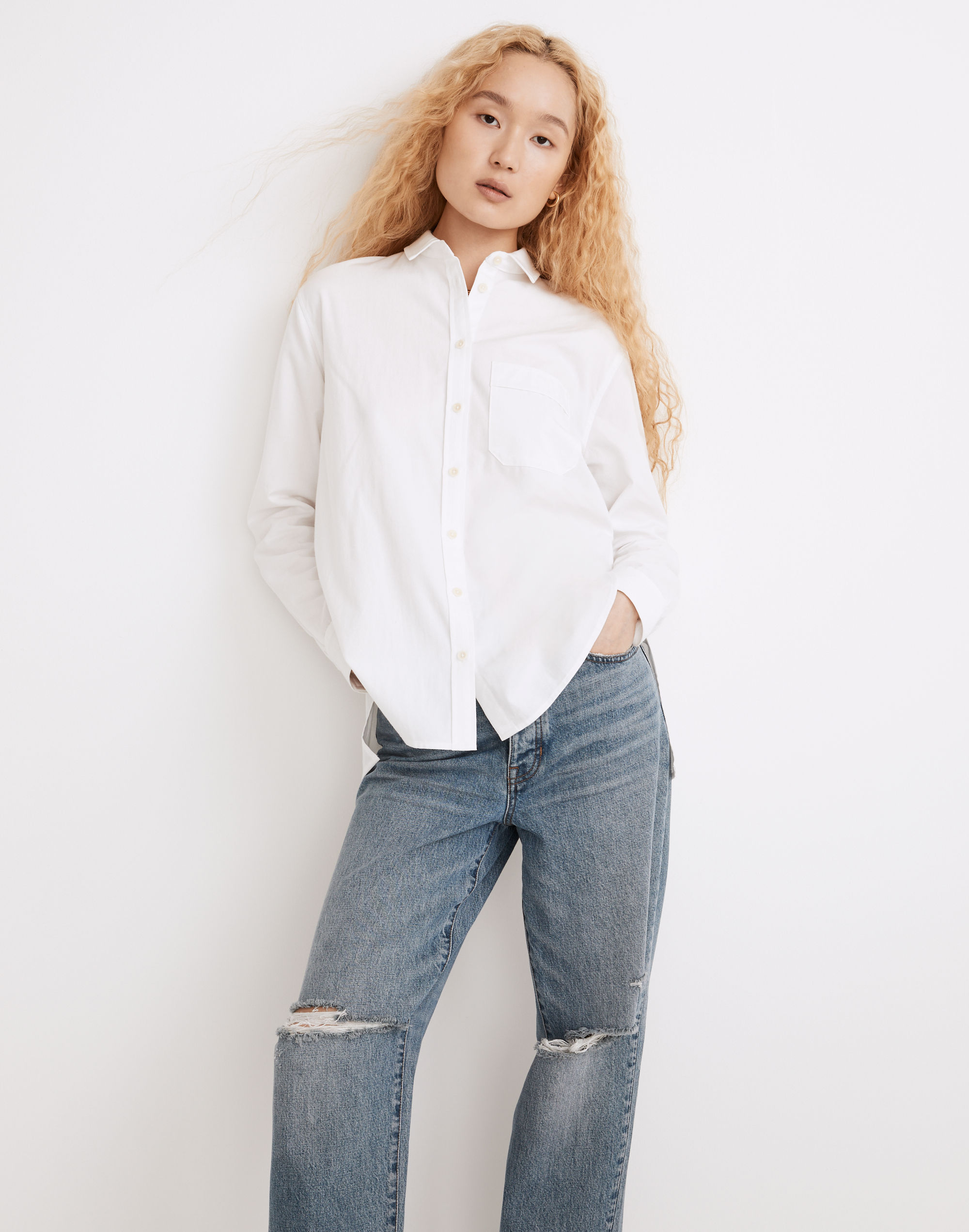 white oversized ex-boyfriend shirt