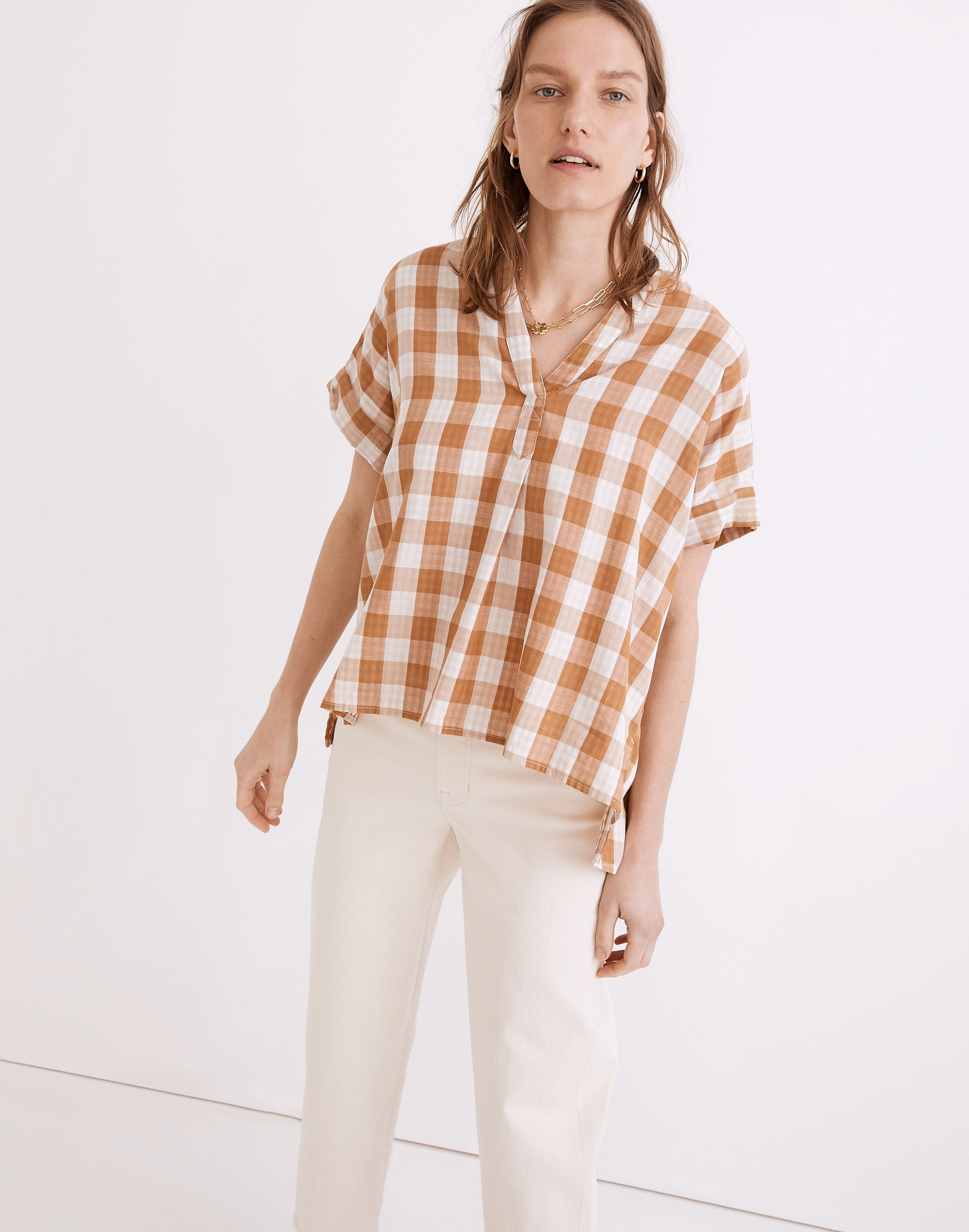 Lakeline Popover Shirt in Double-Faced Gingham