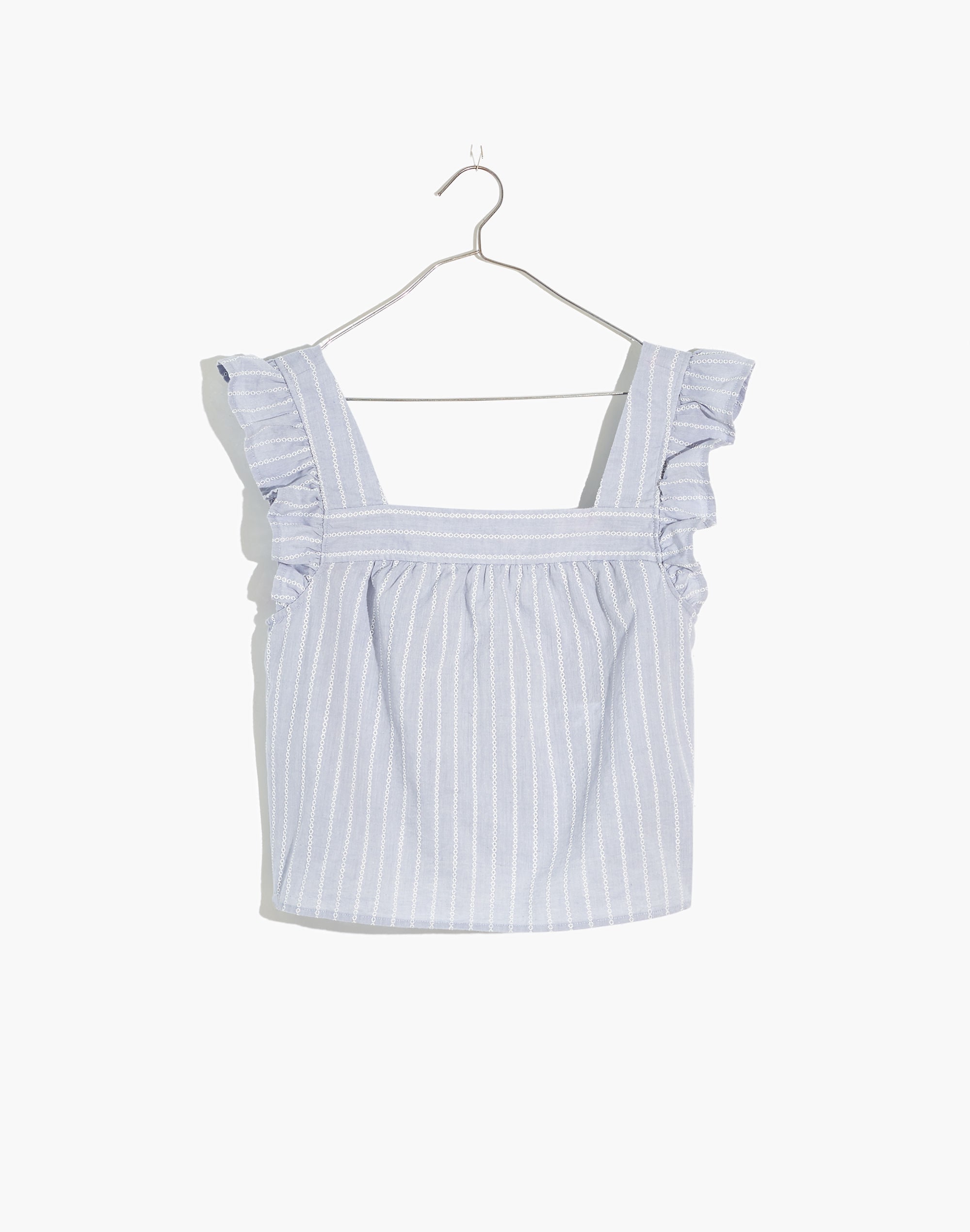 Striped Flutter-Sleeve Cross-Back Top