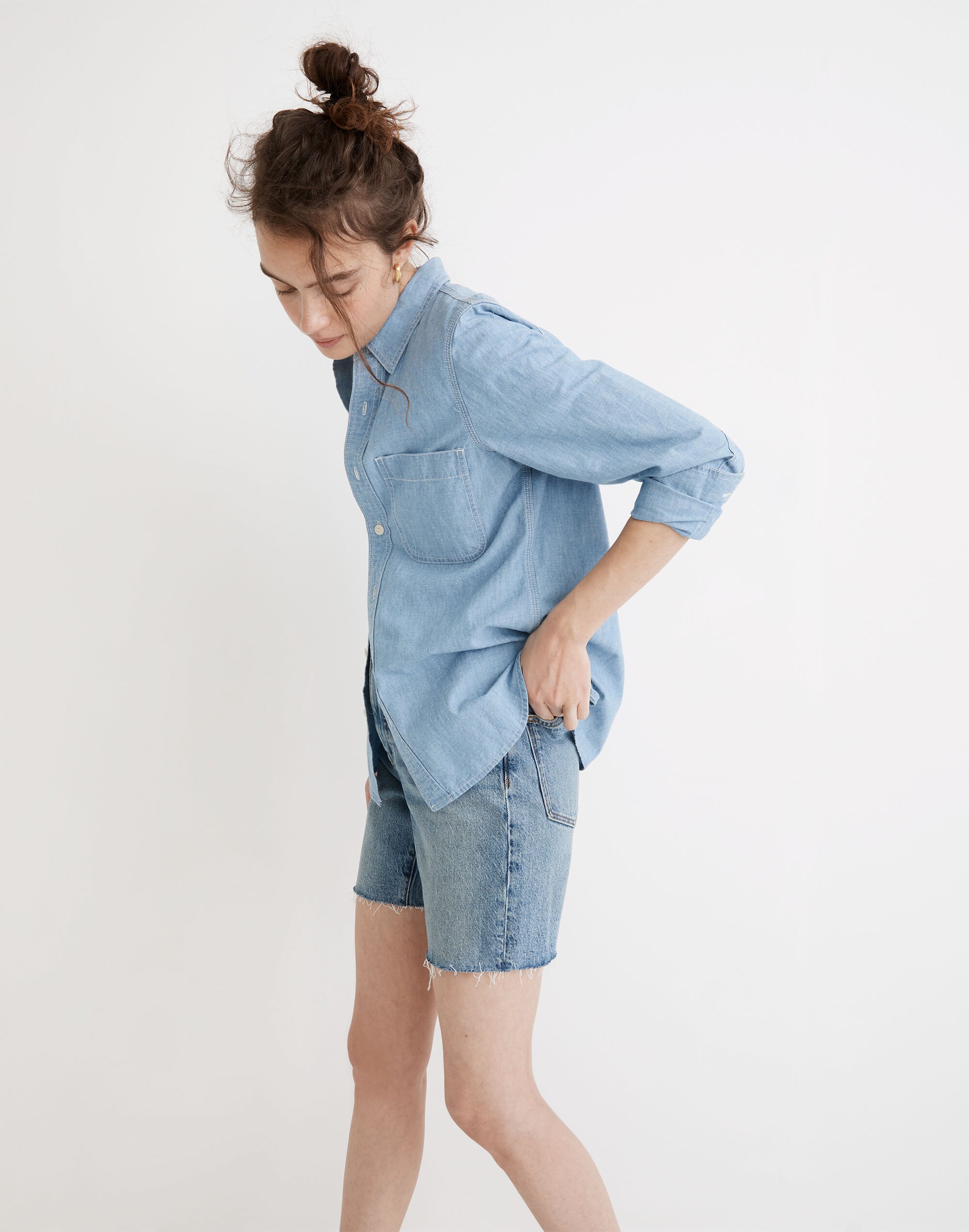 Chambray Button-Up Sailor Shirt