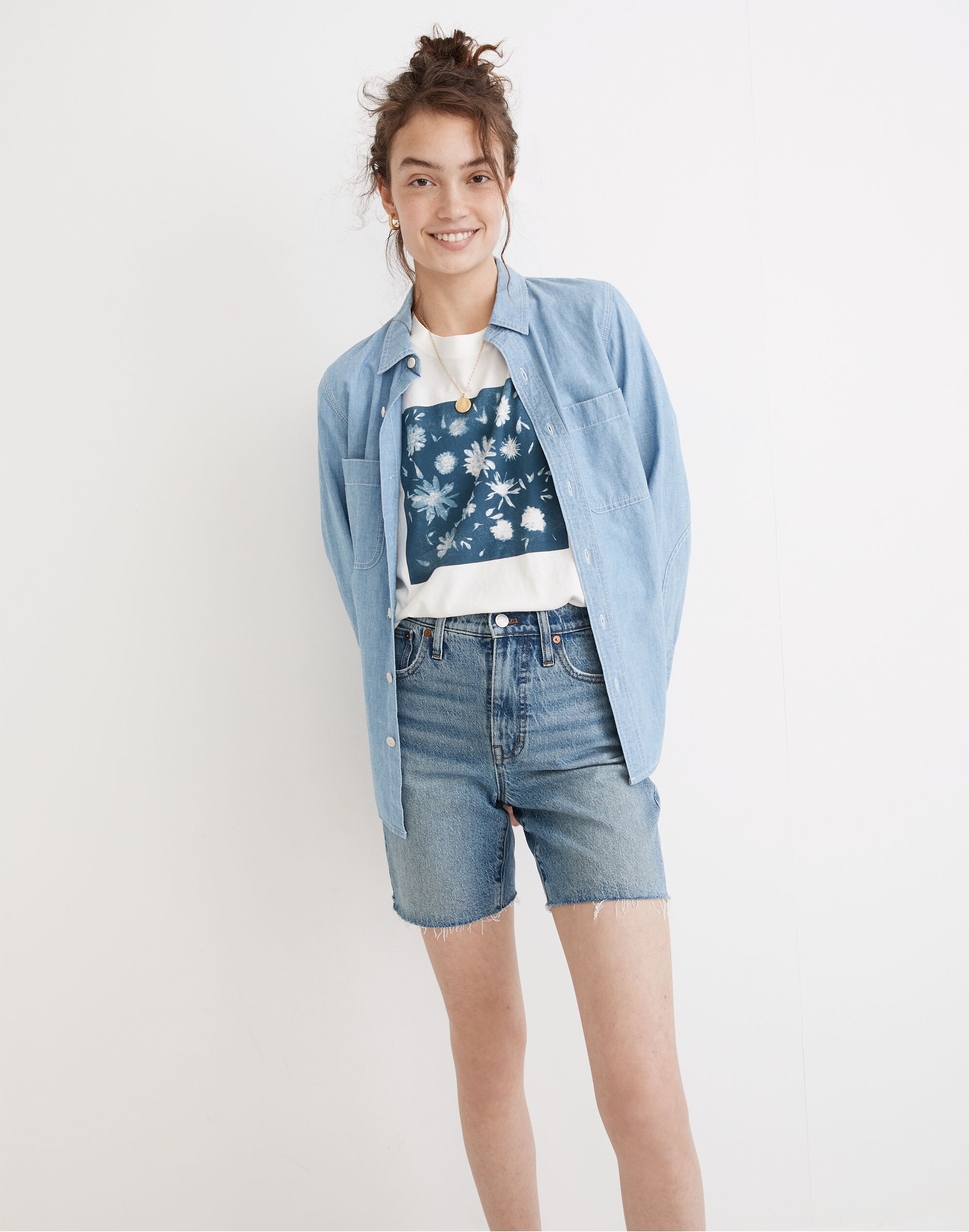 Chambray Button-Up Sailor Shirt