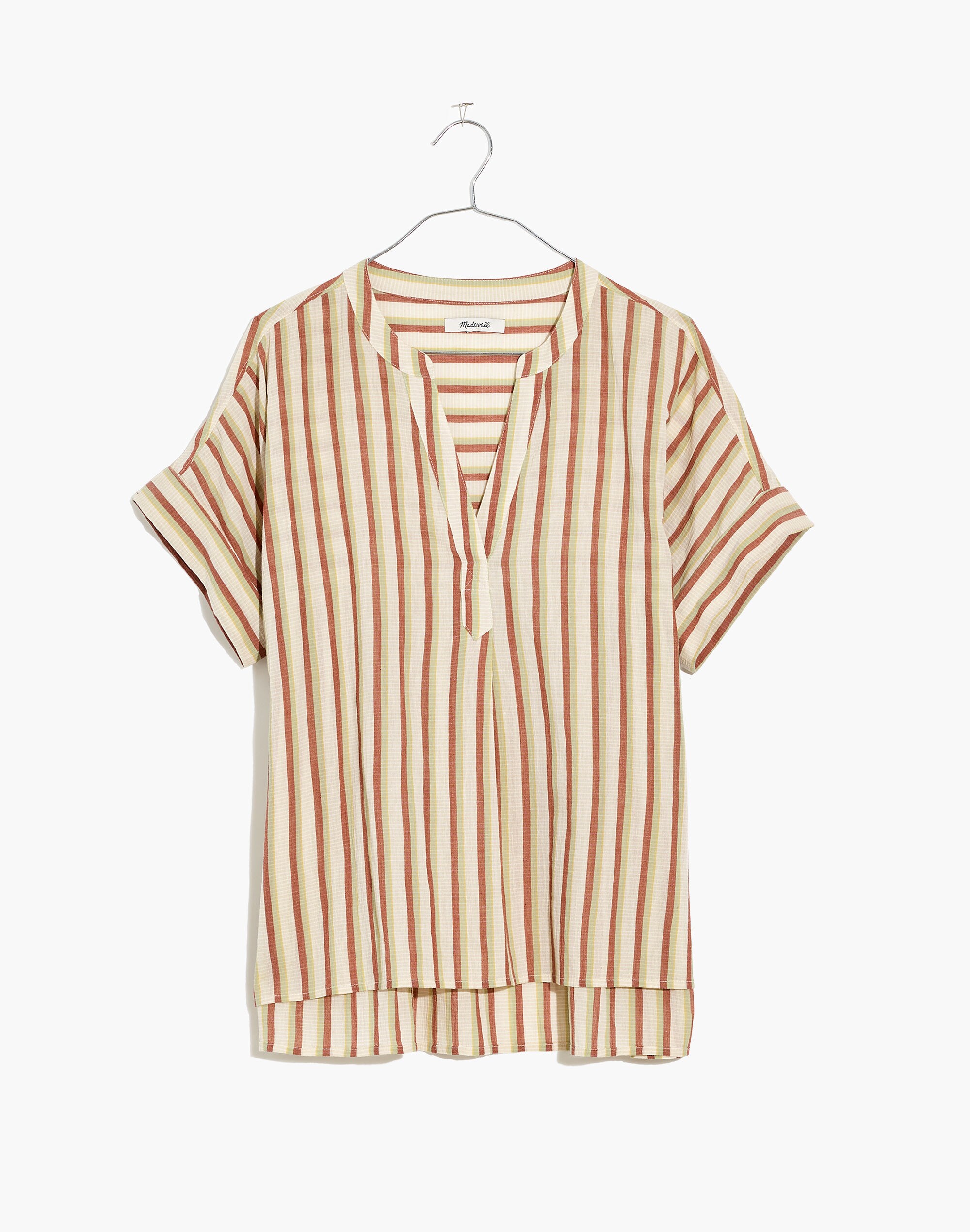 Crinkle Cotton Lakeline Popover Shirt in Stripe