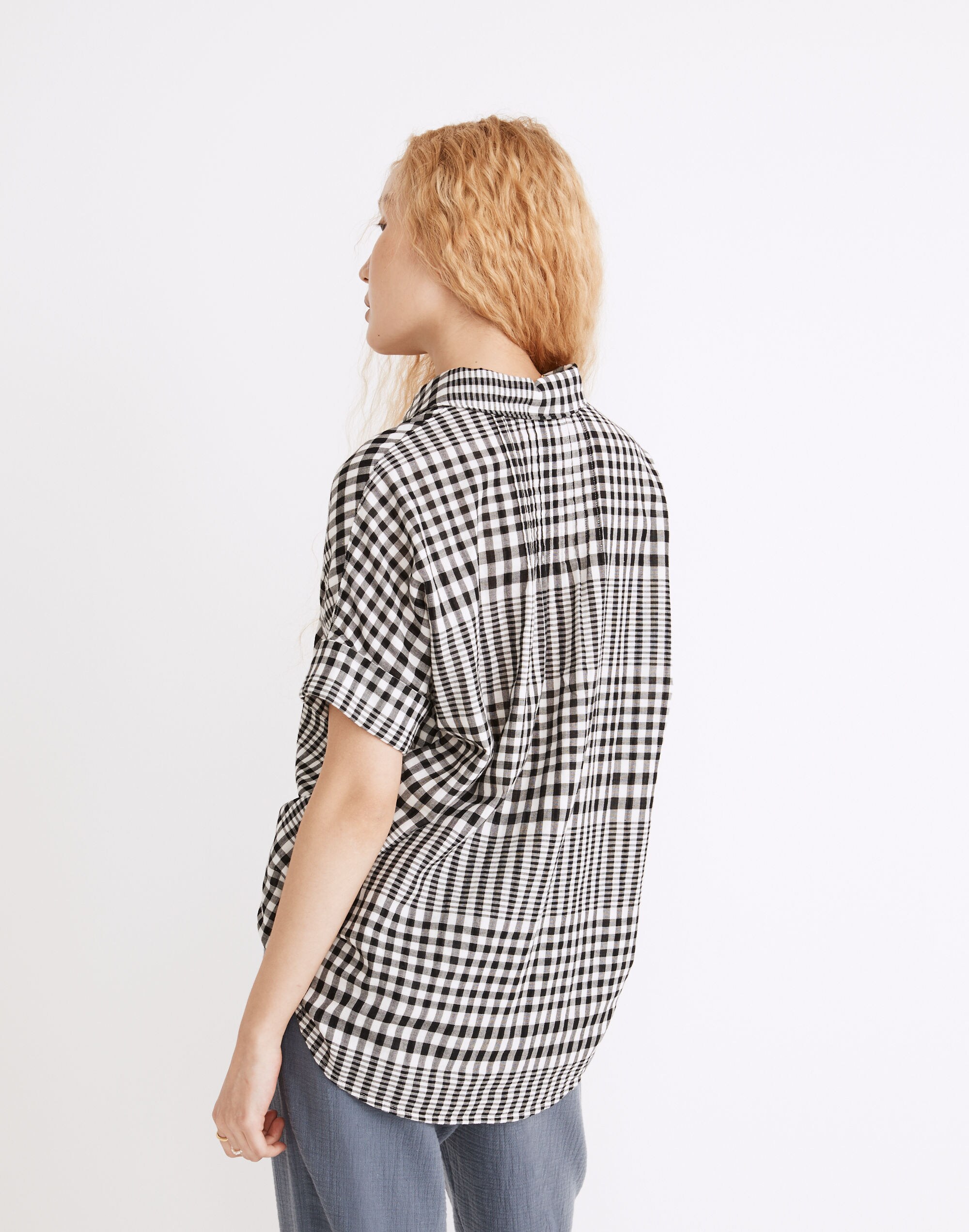 Courier Pintuck-Back Shirt in Double-Faced Plaid