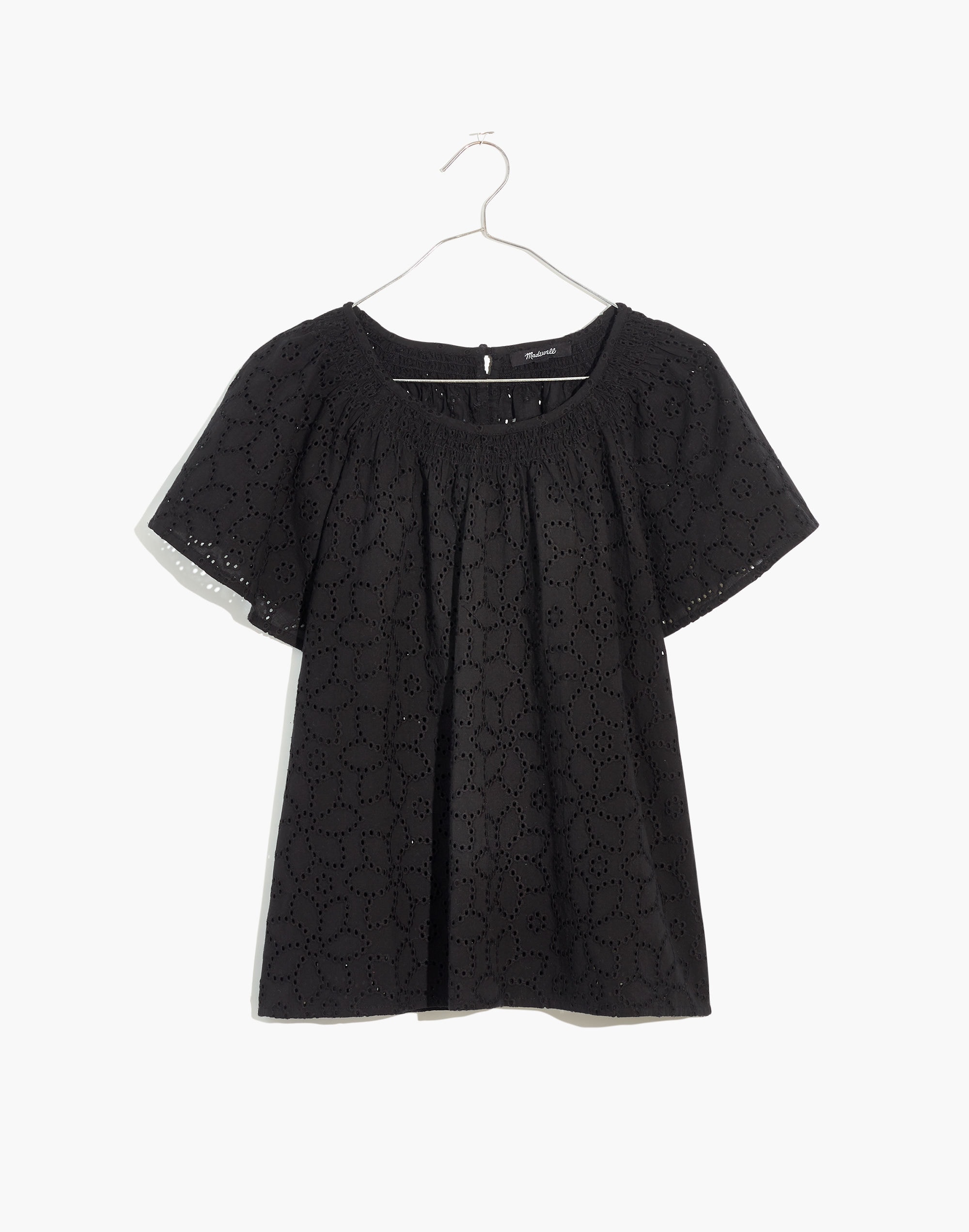 Eyelet Flutter-Sleeve Top