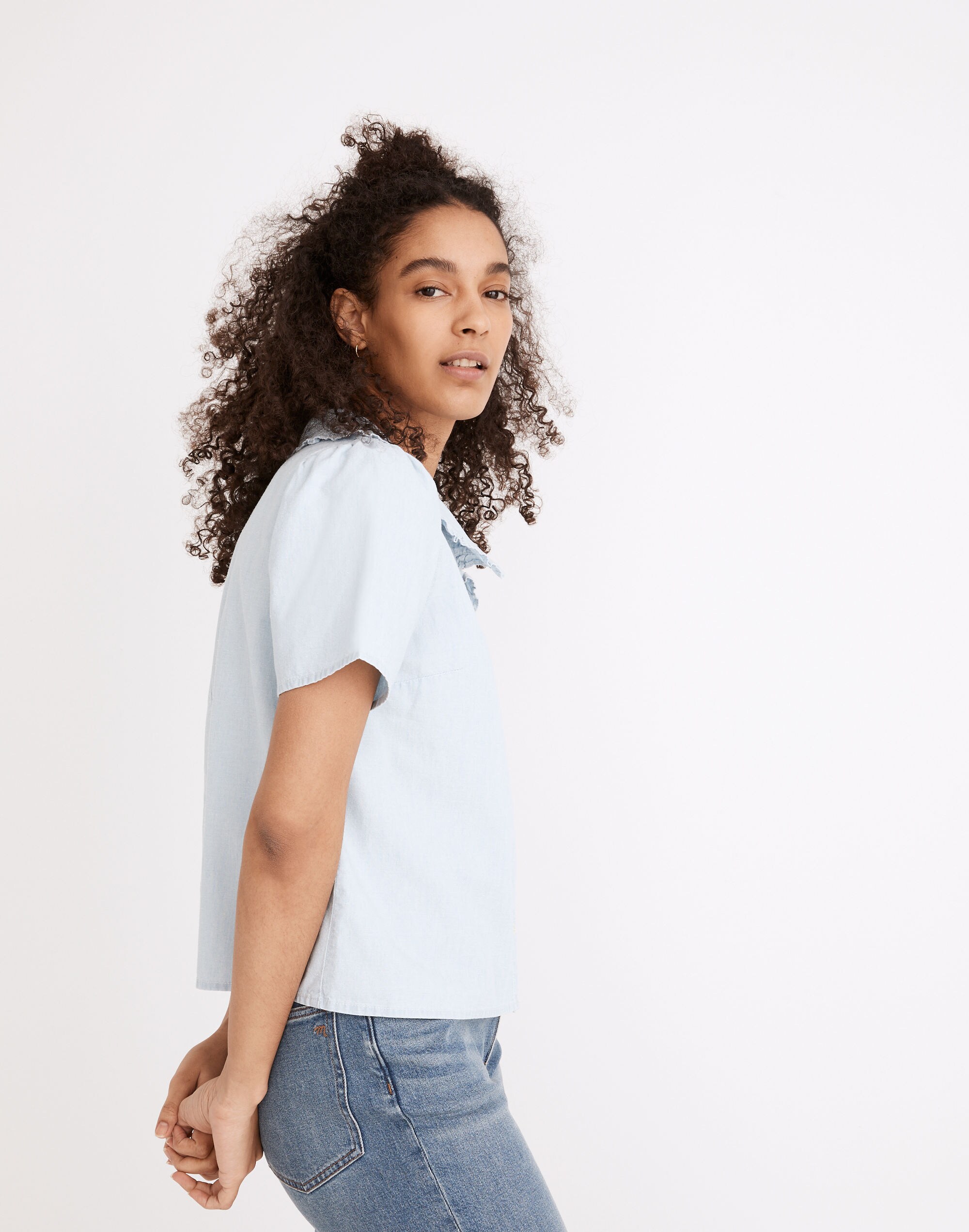 Denim Peter Pan Collar Shirt