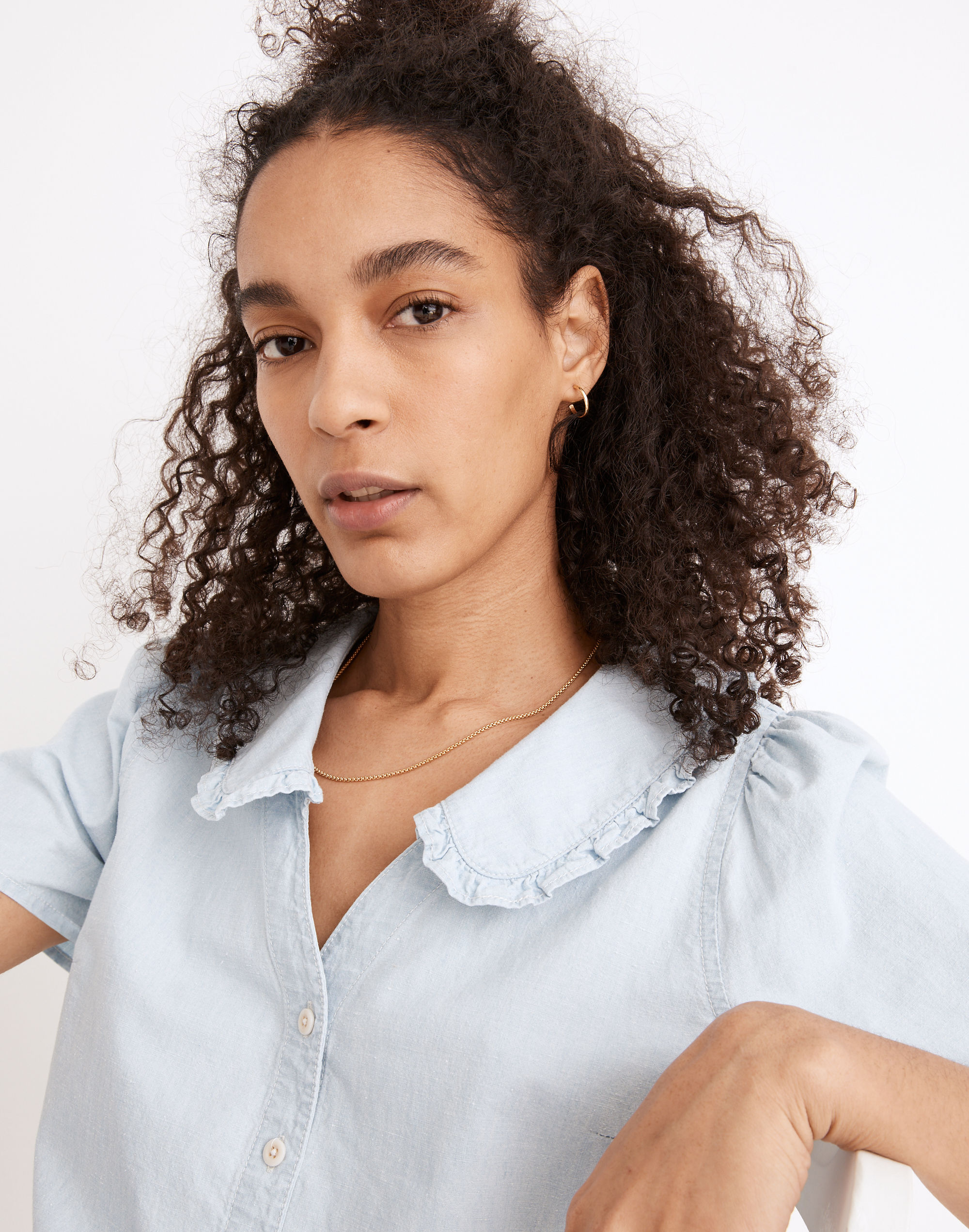Denim Peter Pan Collar Shirt