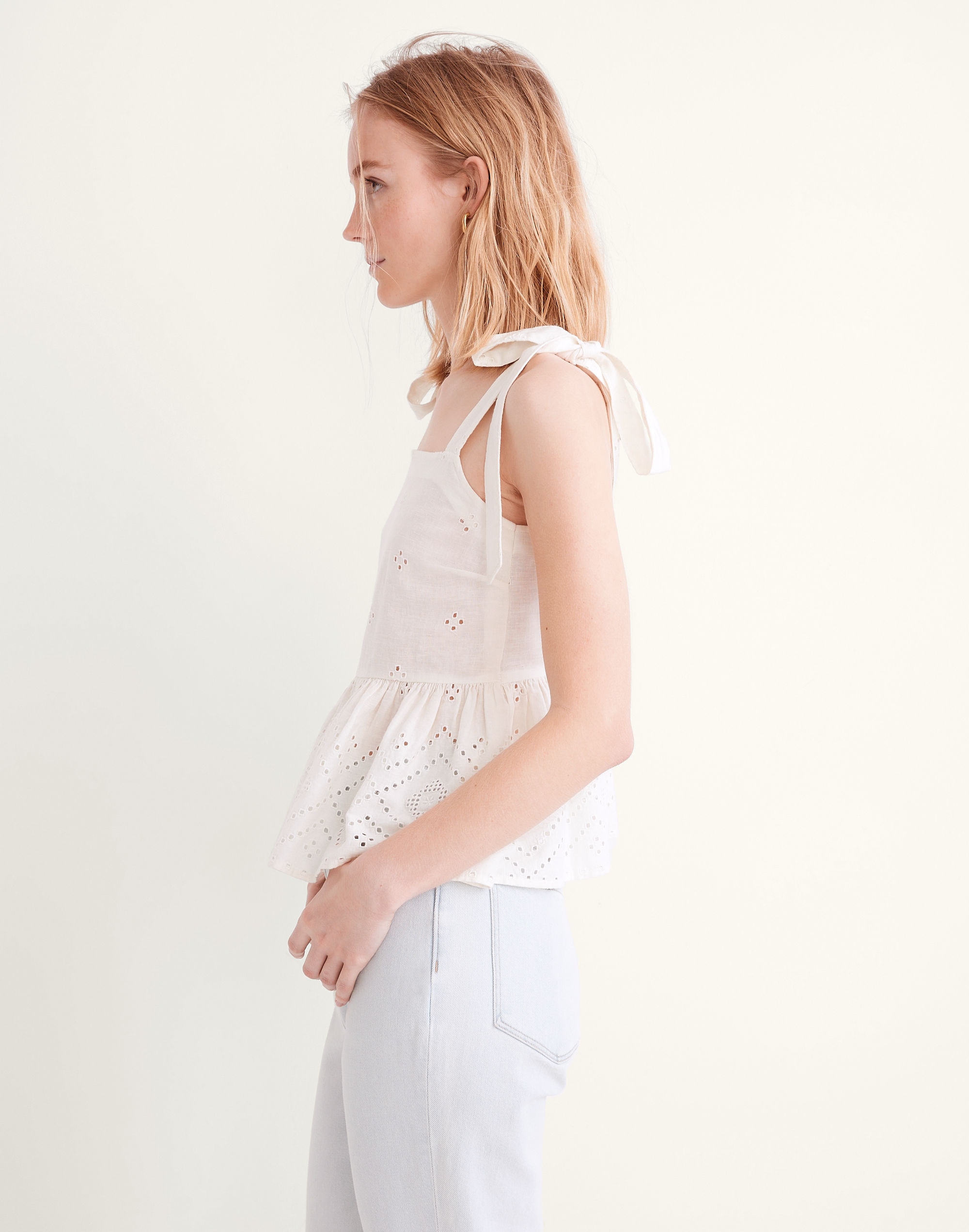 Rosalie Tie-Strap Top in Geo Eyelet