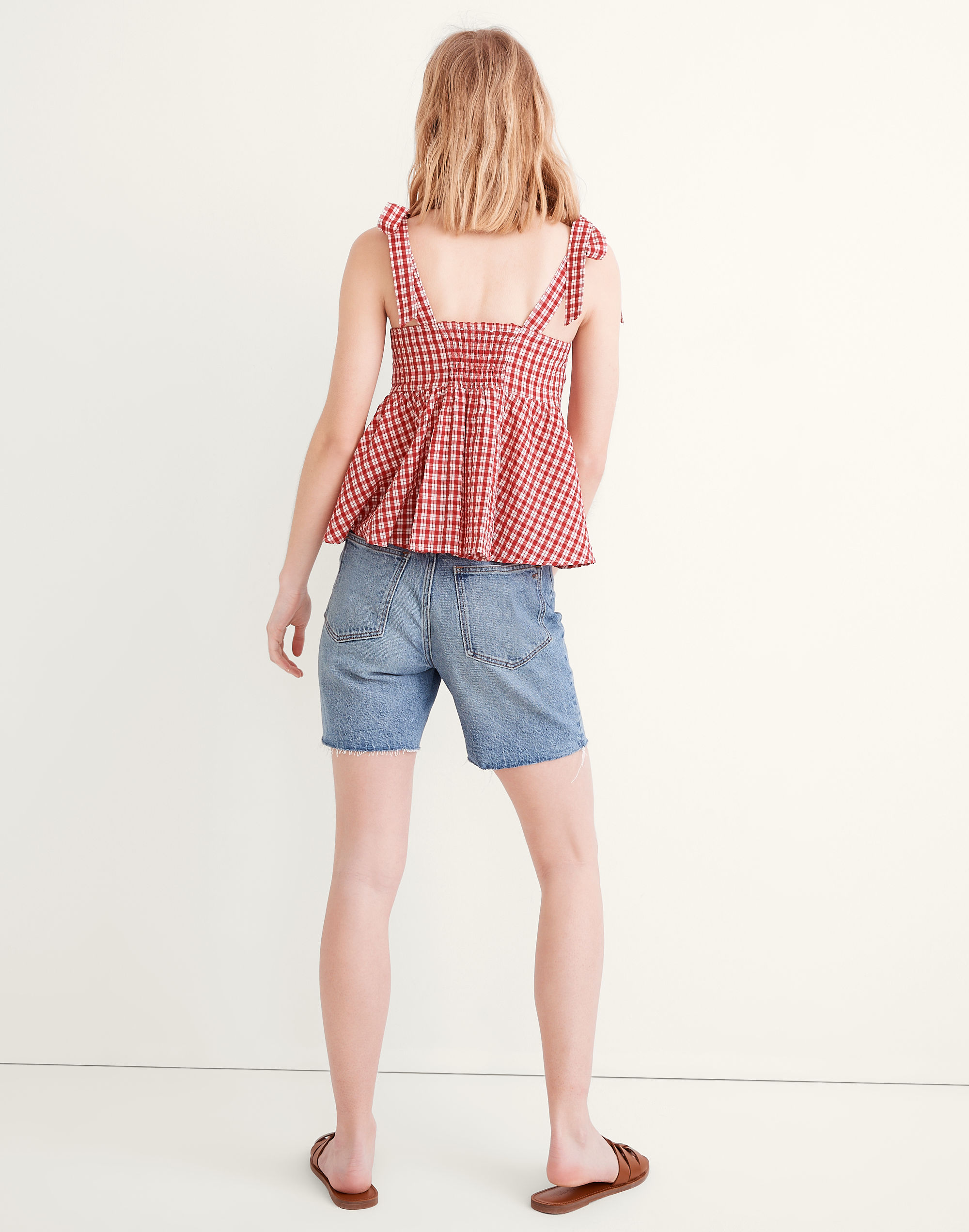 Rosalie Tie-Strap Top in Seersucker Check