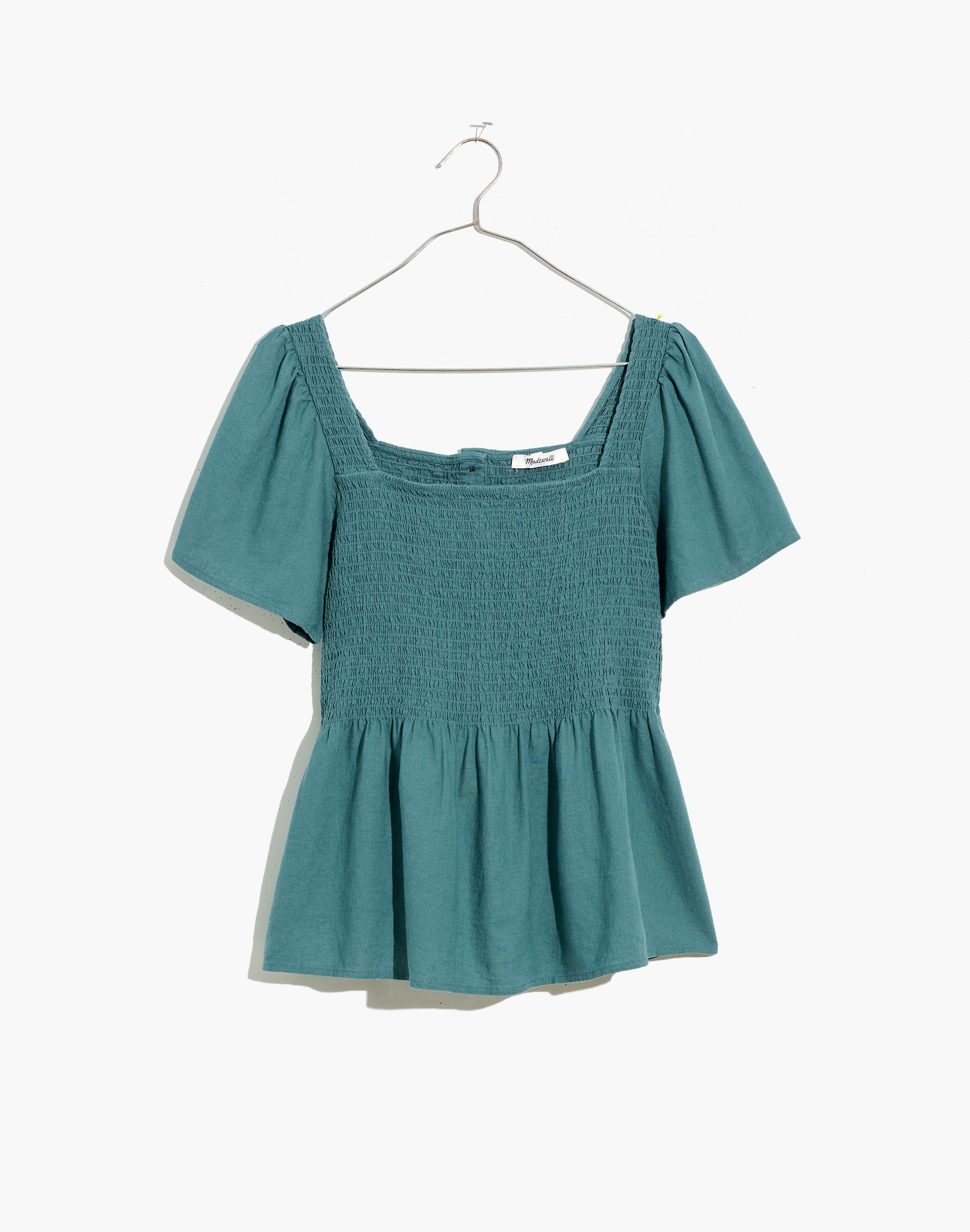 Linen-Blend Lucie Smocked Peplum Top