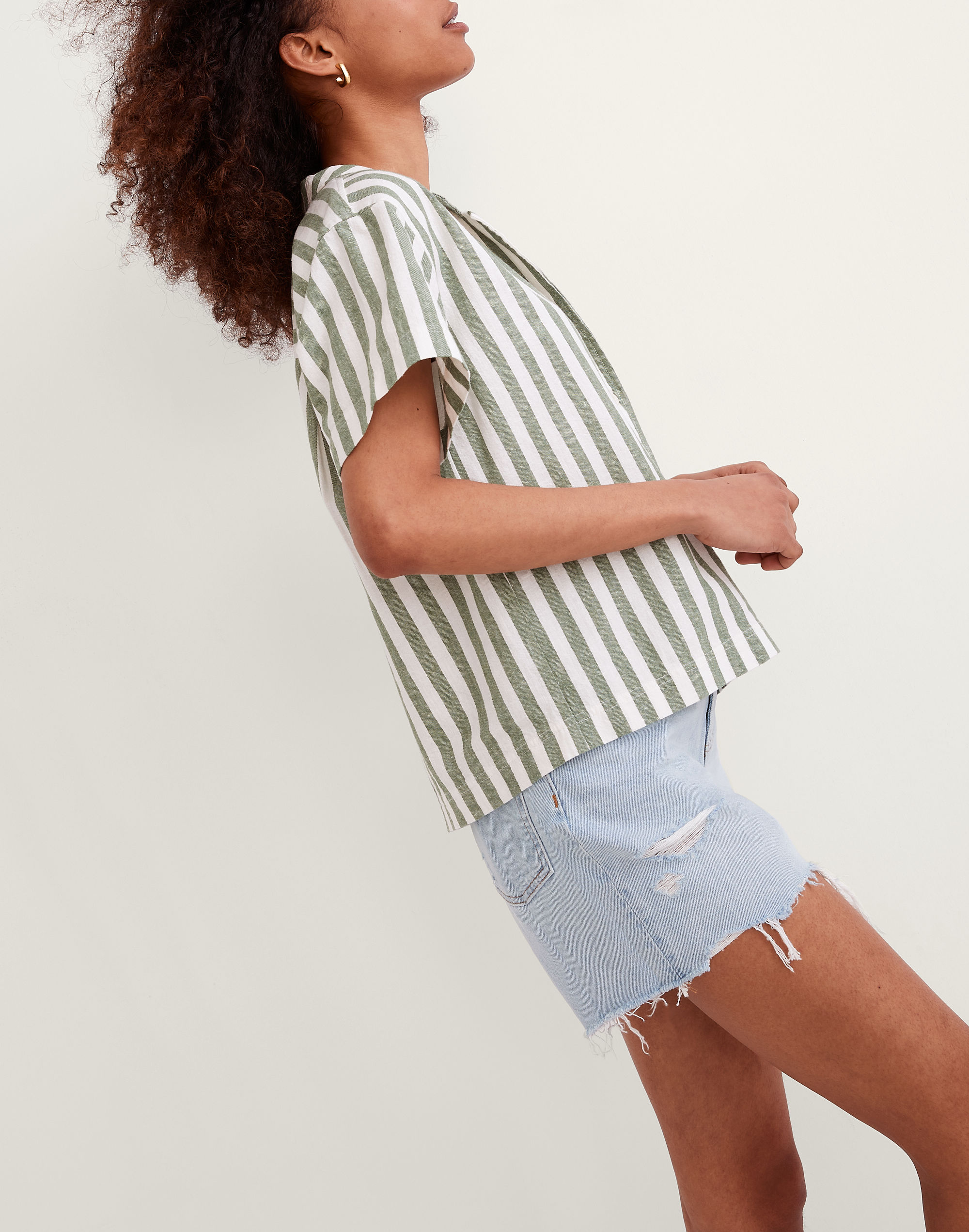Linen-Cotton Piedmont Camp Shirt in Stripe