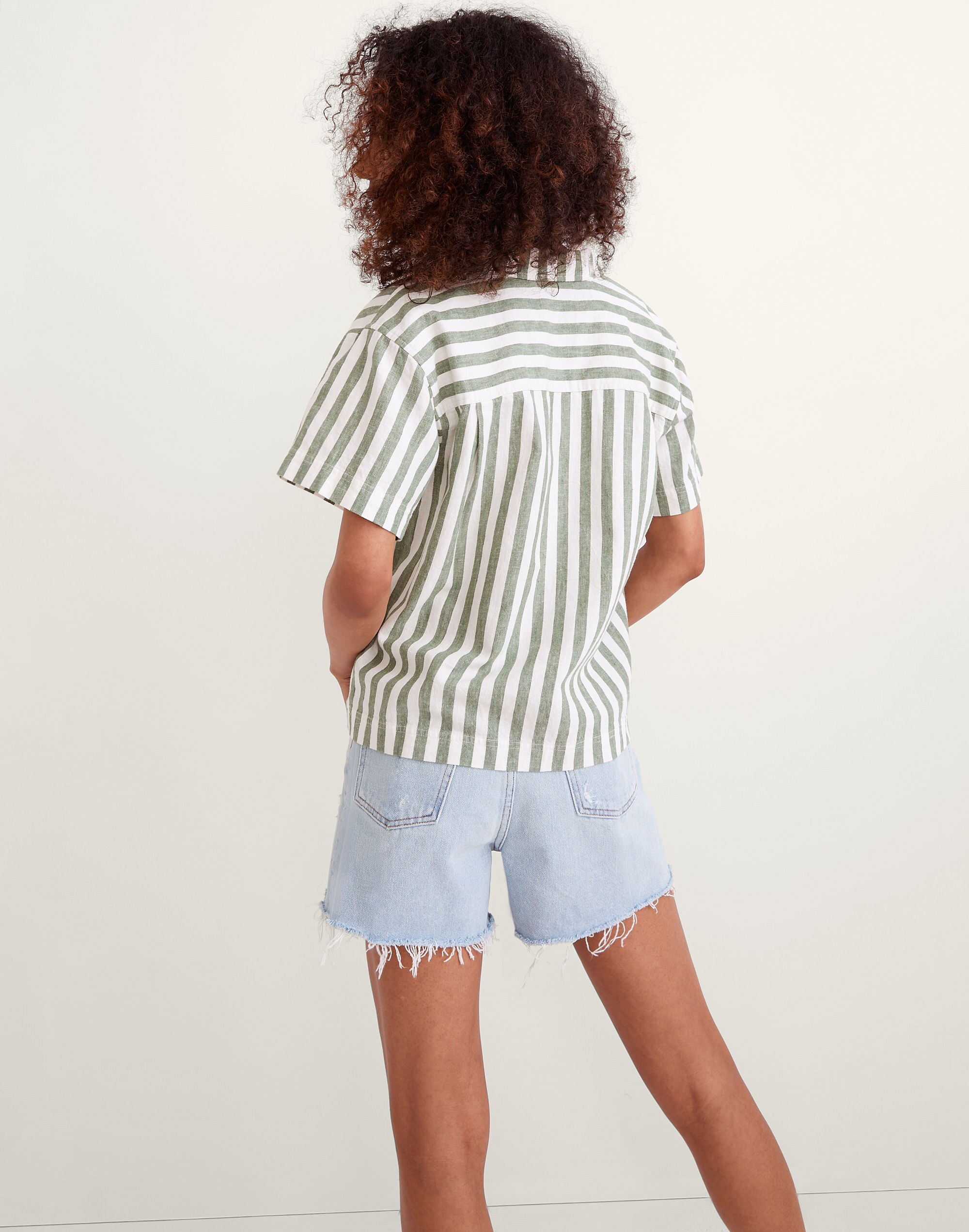 Linen-Cotton Piedmont Camp Shirt in Stripe