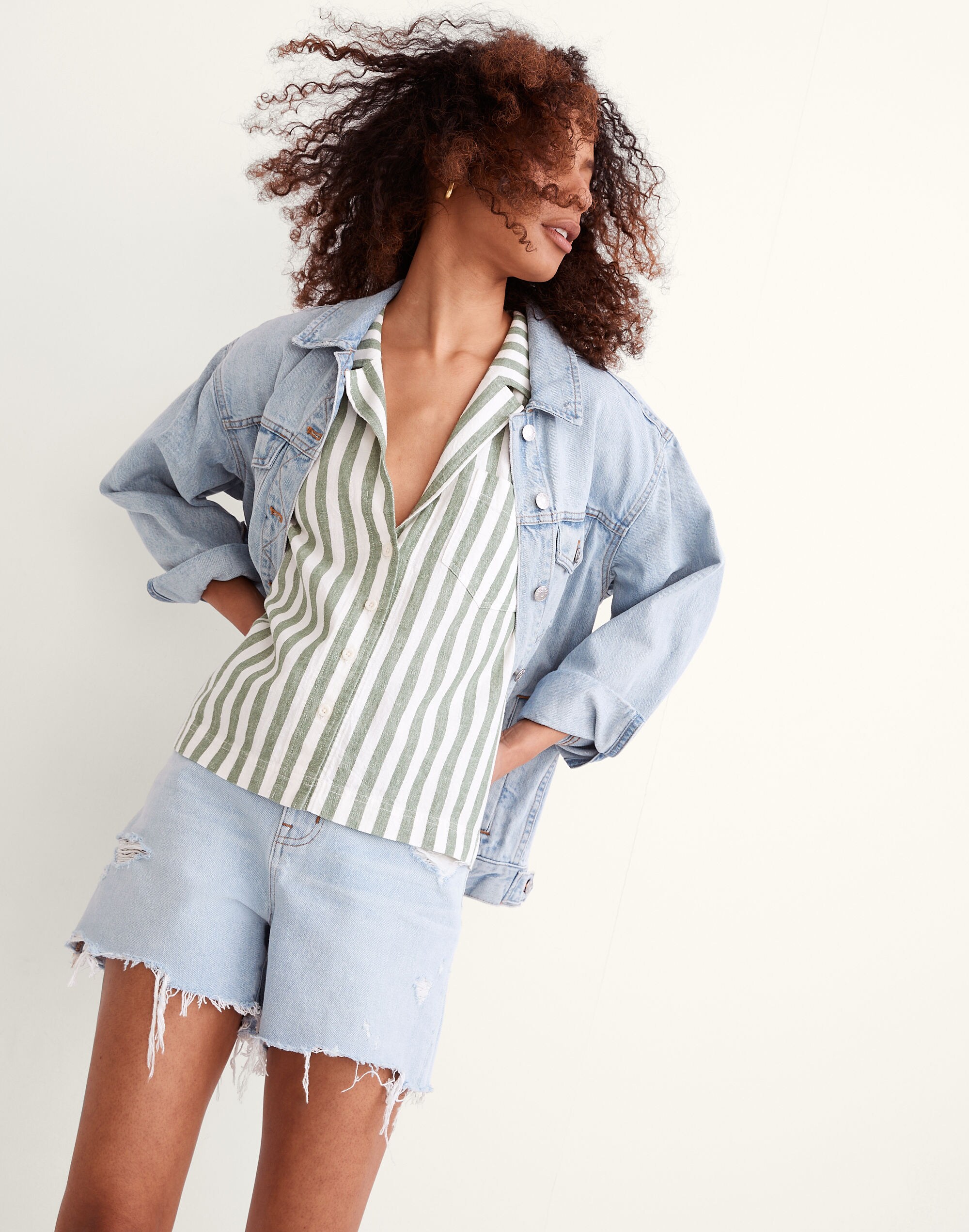 Linen-Cotton Piedmont Camp Shirt in Stripe