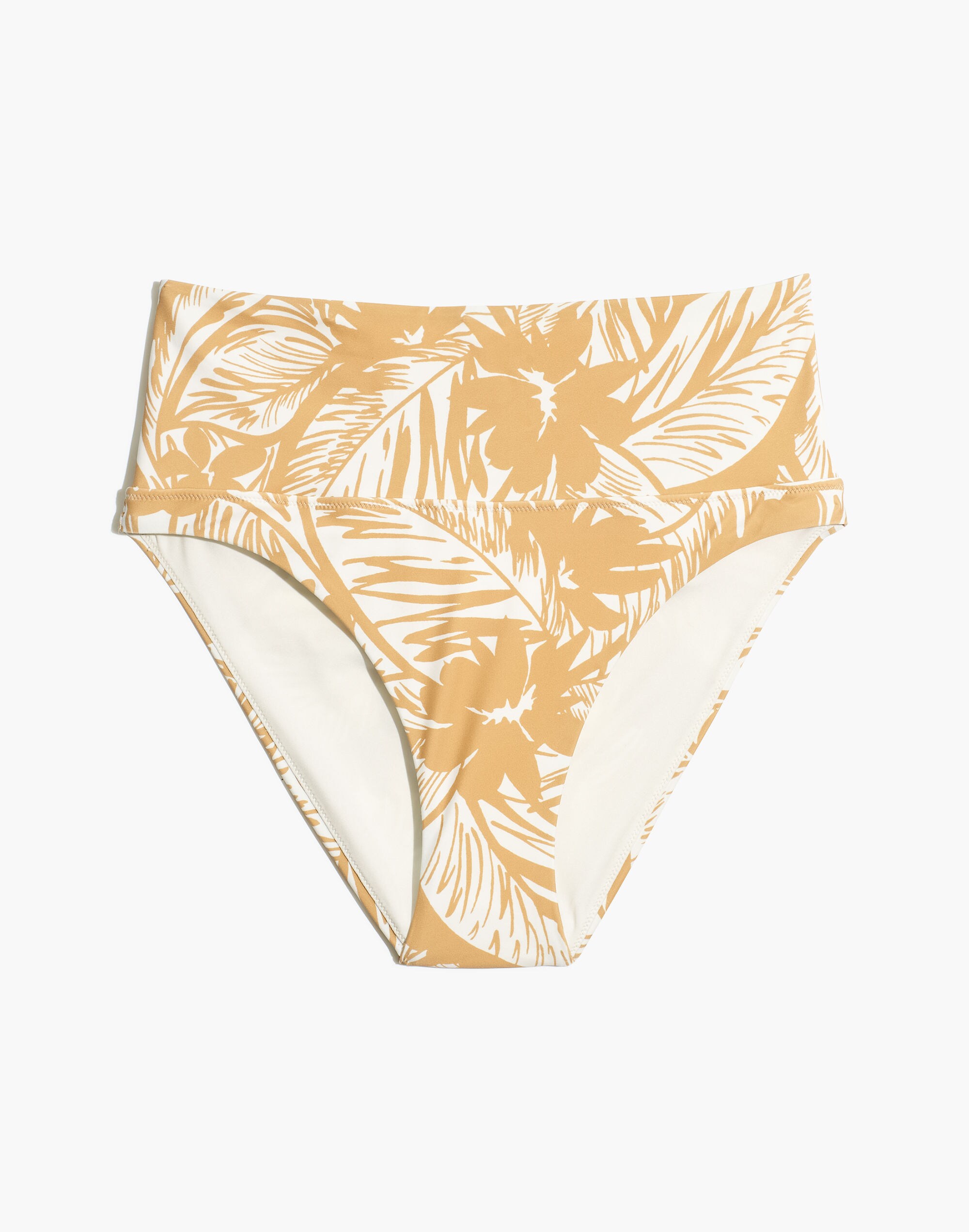 Madewell Second Wave High-Cut Cheeky Bikini Bottom in Palm Leaves