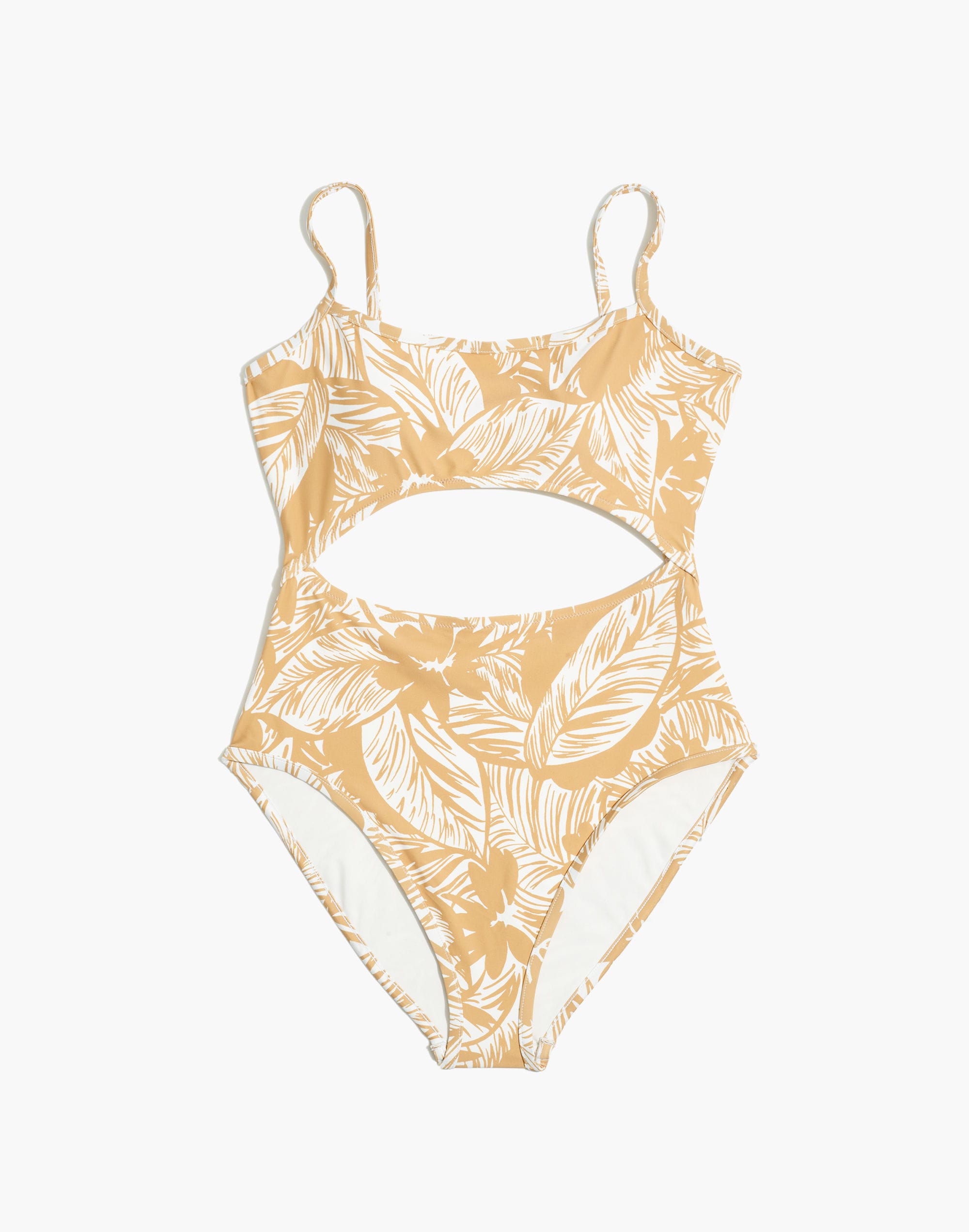 Madewell Second Wave Cutout One-Piece Swimsuit in Palm Leaves