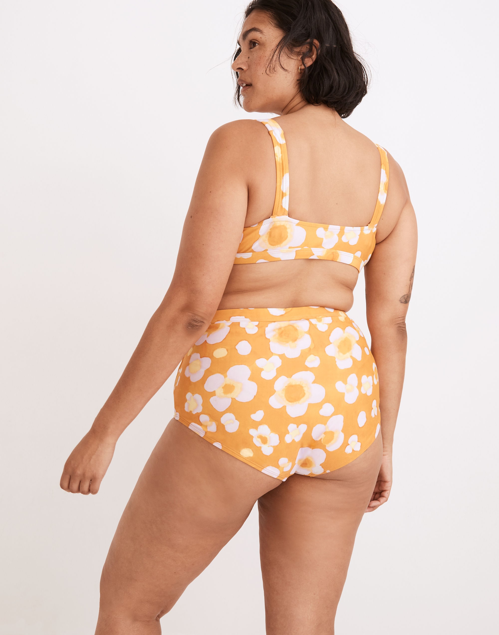 Madewell Second Wave Retro High-Waisted Bikini Bottom in Watercolor Floral